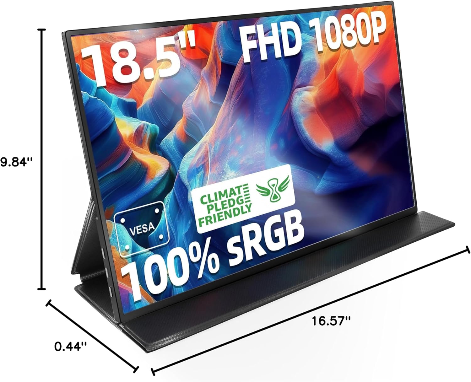 18.5 Inch FHD 1080P 100% sRGB Portable Monitor with Smart Cover and Speakers - Image 9
