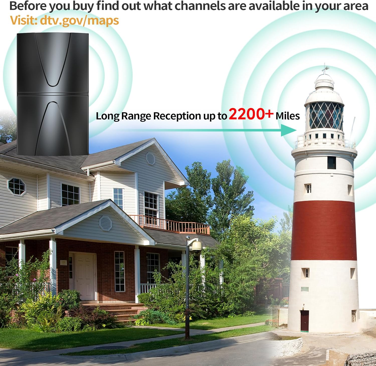 2025 Strongest 2200 Mile Range Indoor Outdoor Smart TV Antenna with Amplifier and 38ft Cable - Image 3