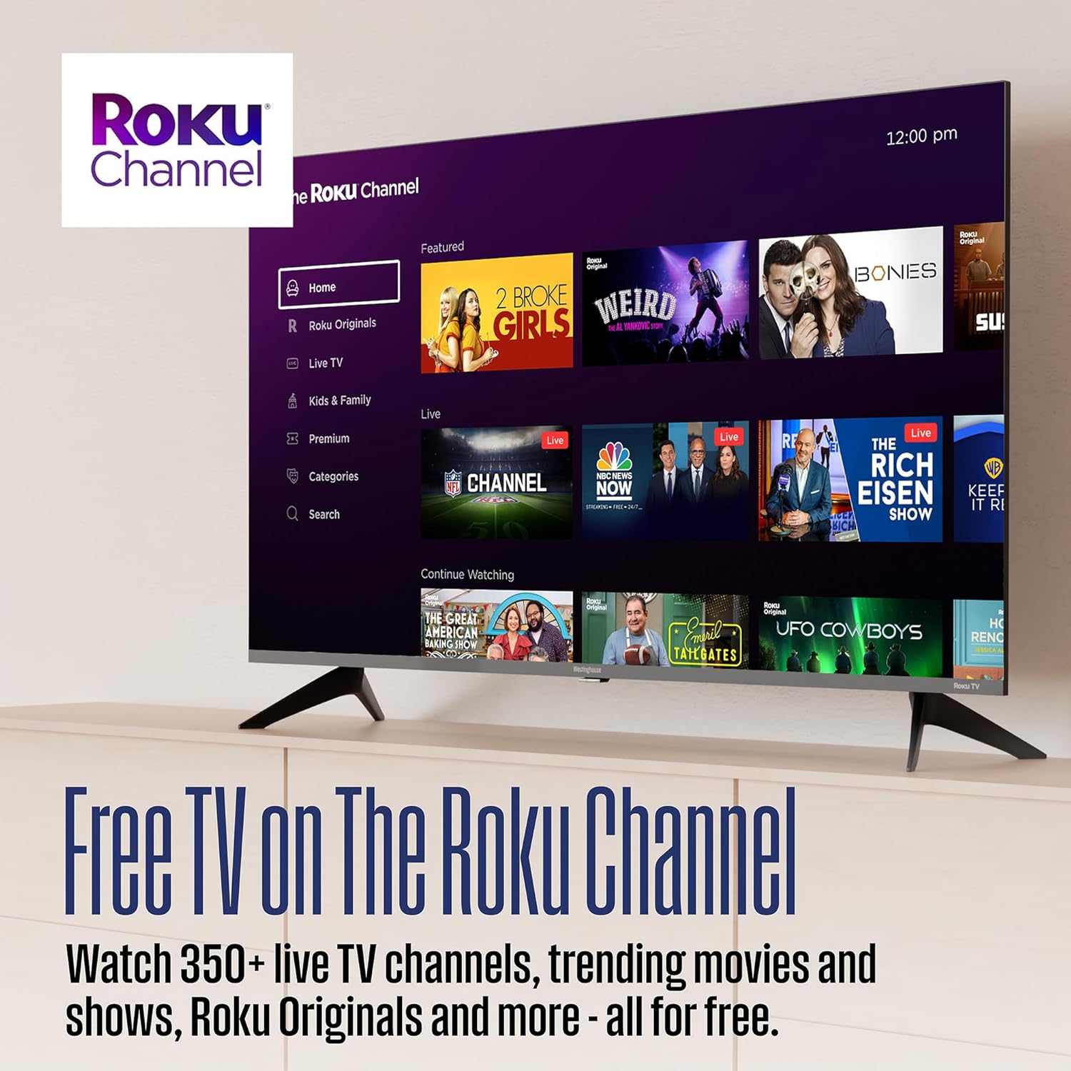 Westinghouse 55 Inch Edgeless 4K UHD Smart Roku LED TV HDR10 Wi-Fi Mobile App Compatible - Image 9