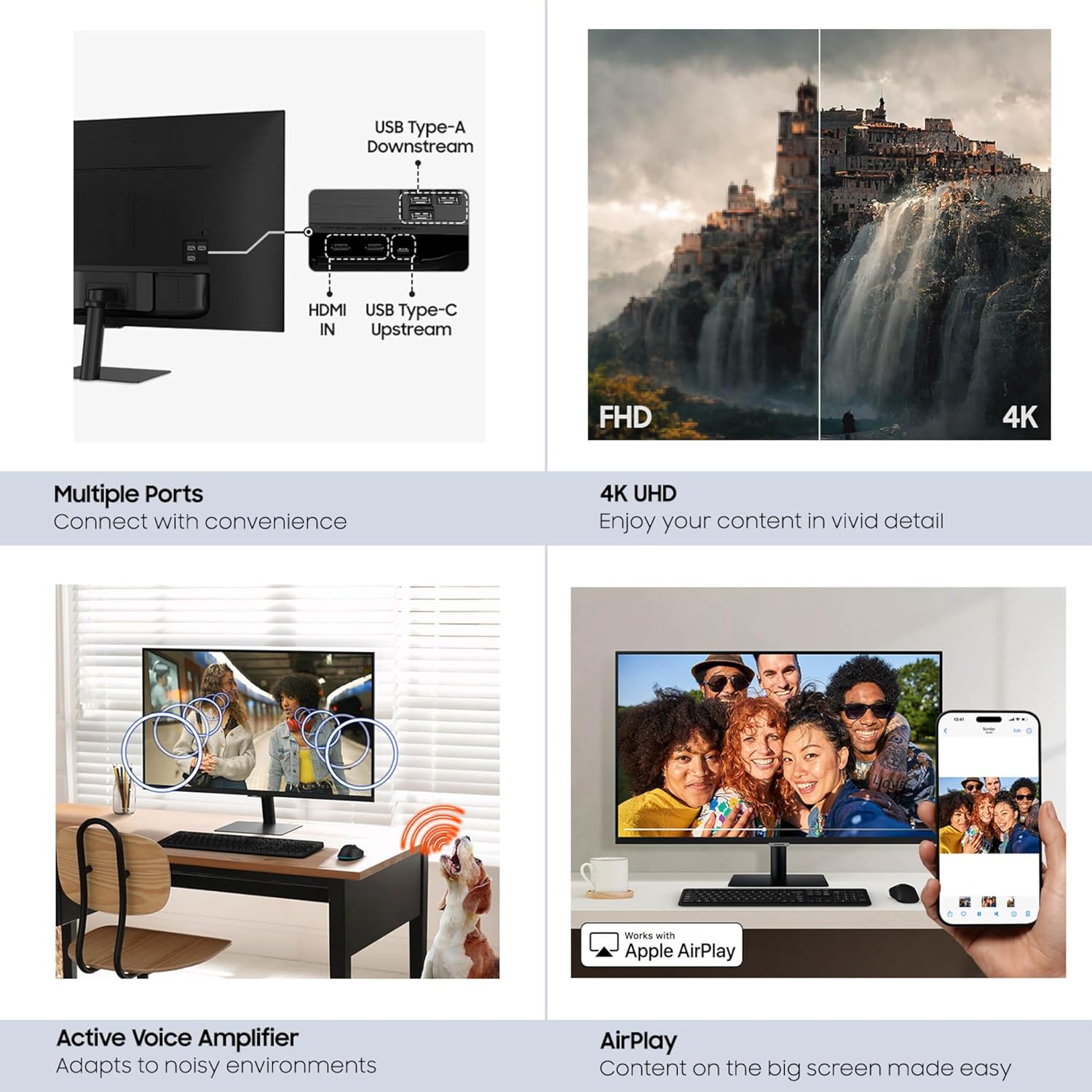 Samsung 32 Inch M70F Smart 4K UHD Monitor with Smart TV Apps and USB-C Black - Image 7