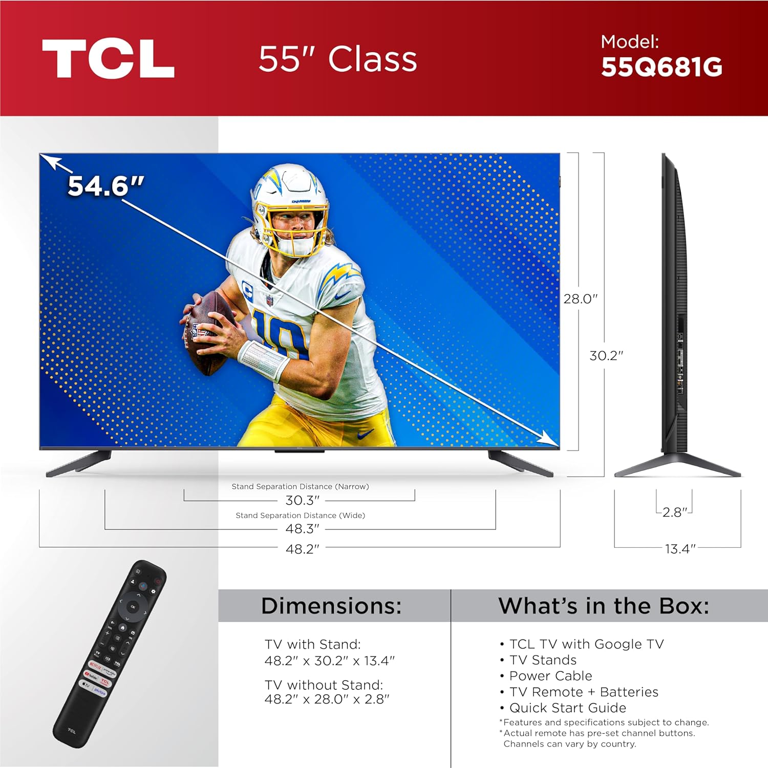 TCL 55-Inch Q68 QLED Pro 4K UHD Smart TV with Google TV 2024 Model Dolby Vision HDR - Image 3