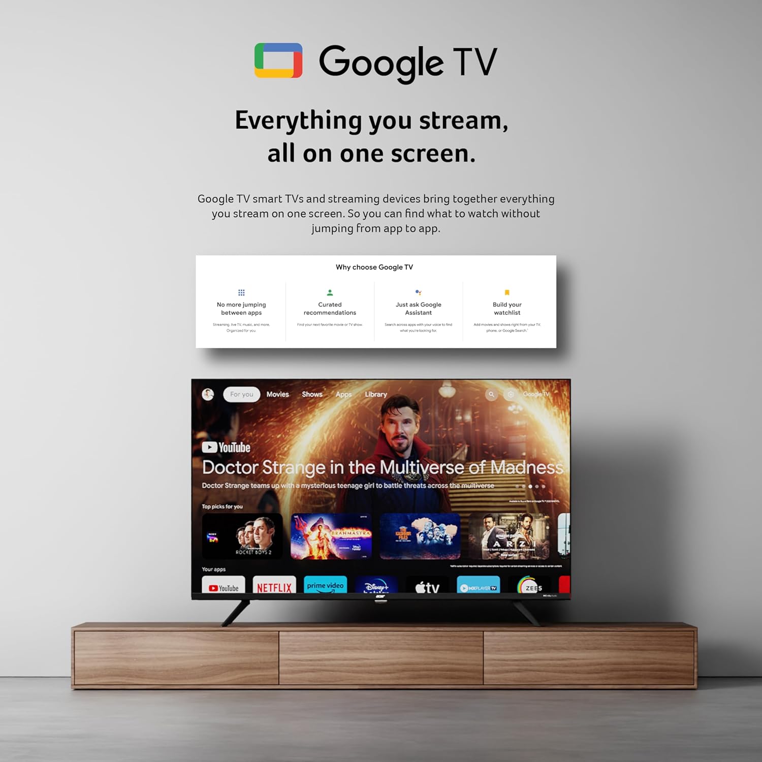 Acer 43 Inch Full HD LED Smart Google TV AR43FDGGR2841AD New - Image 3
