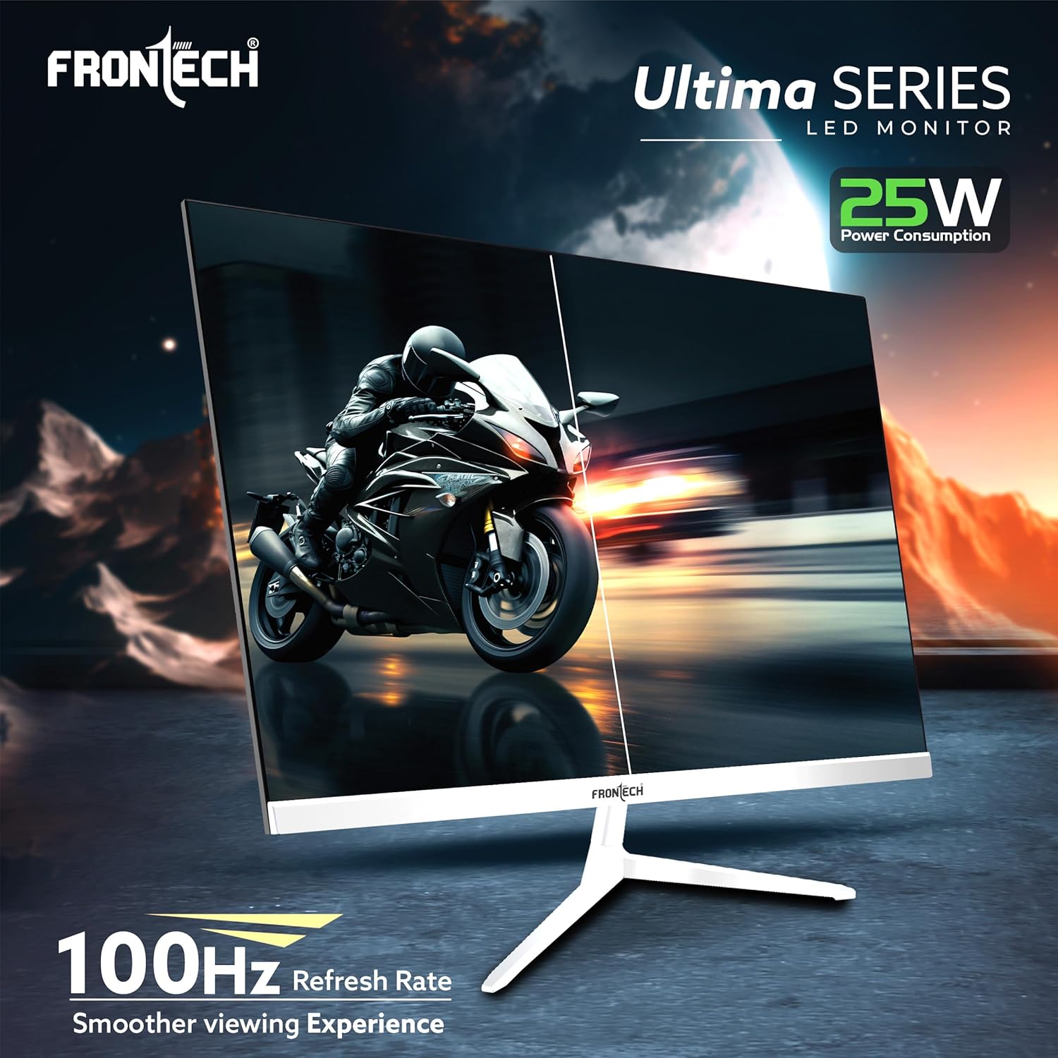 FRONTECH 22-inch Full HD 1080p LED Monitor with 100Hz Refresh Rate Slim Stylish White - Image 2