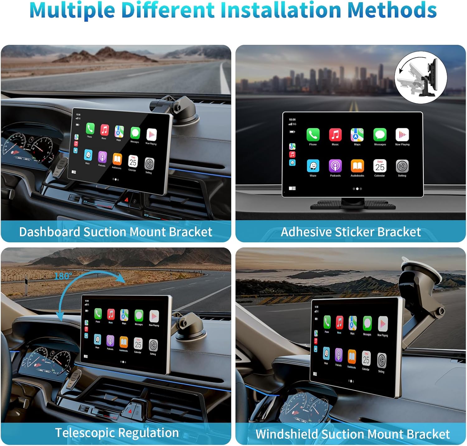 9 Inch Wireless Carplay Android Auto Portable Touchscreen with 4K Dash Cam and 1080p Backup Camera - Image 7