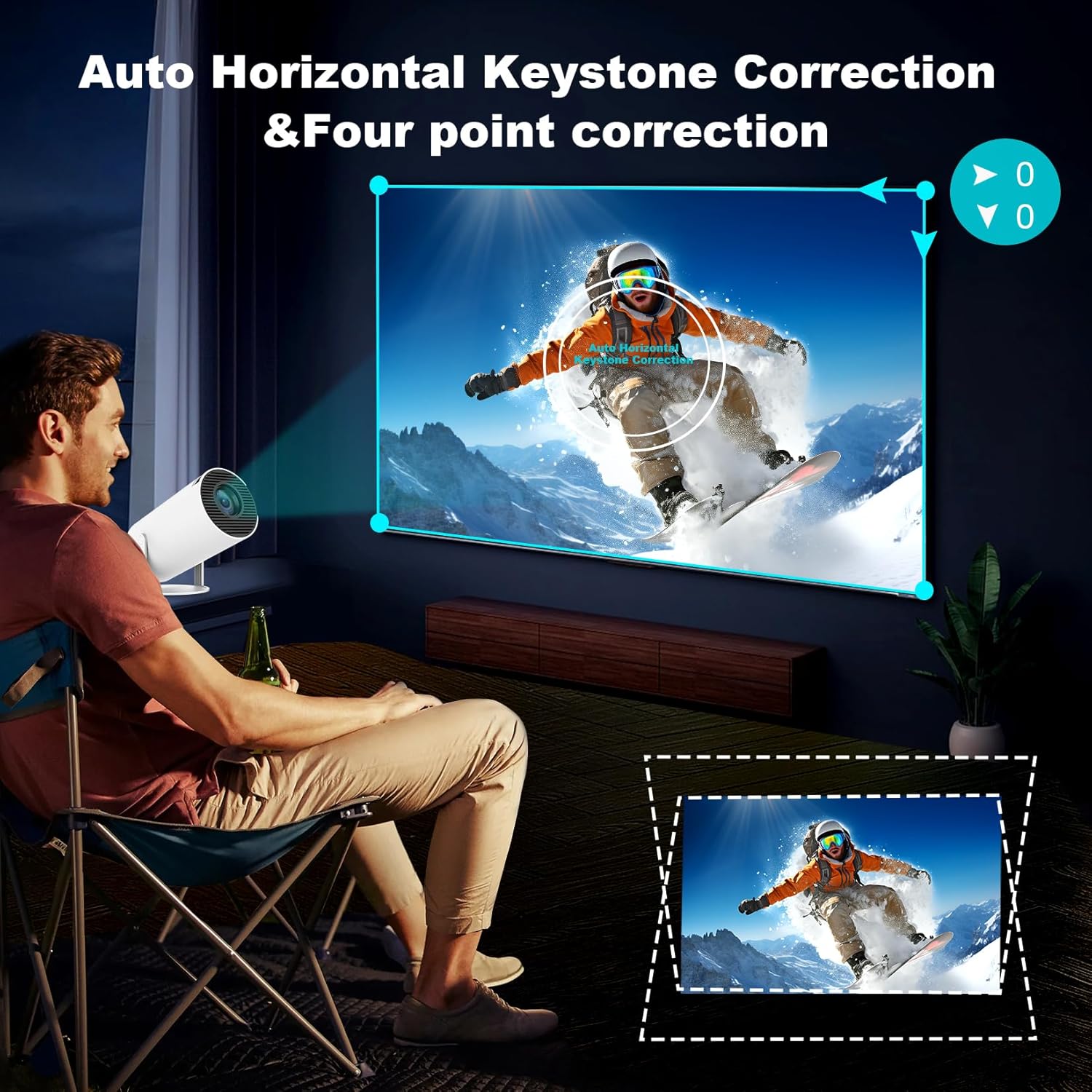 HY300 Portable Mini Projector 4K 1080P 160 ANSI Dual-Band WIFI6 5G Bluetooth Android 11 180° Rotatable Auto Keystone Correction - Image 4