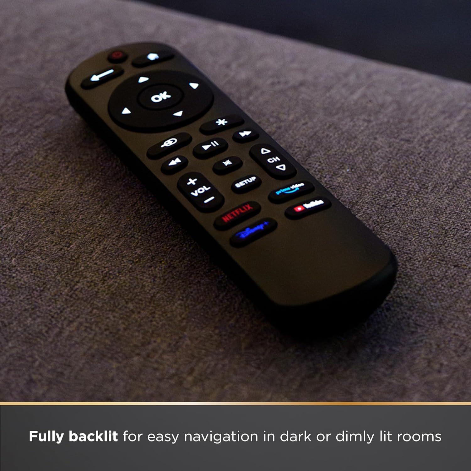 Backlit Black Universal Remote Control for Samsung LG Roku Vizio Sony Smart TVs - Image 4