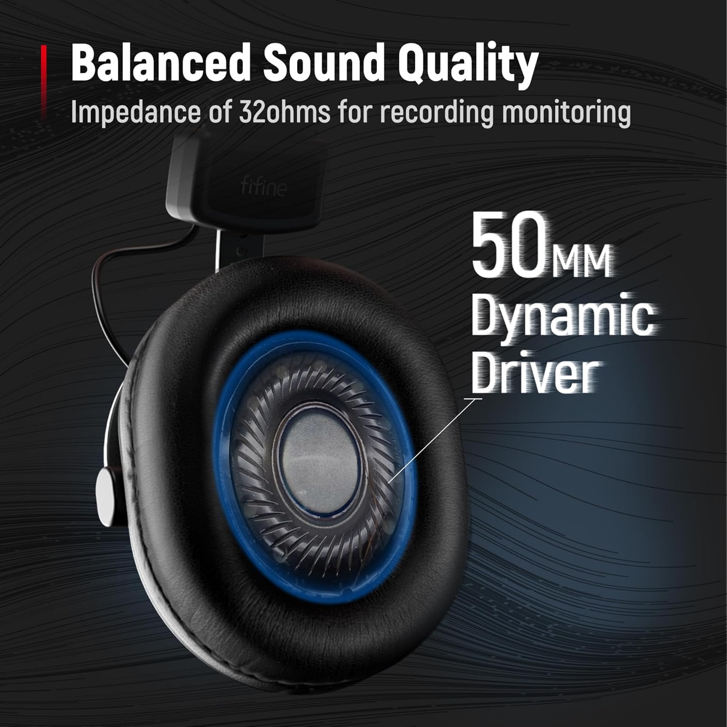 FIFINE H8 Black Studio Over-Ear Wired Monitor Headphones for Recording Podcast Streaming Comfortable Detachable Cables 3.5mm 6.35mm Jack PC Mixer - Image 2