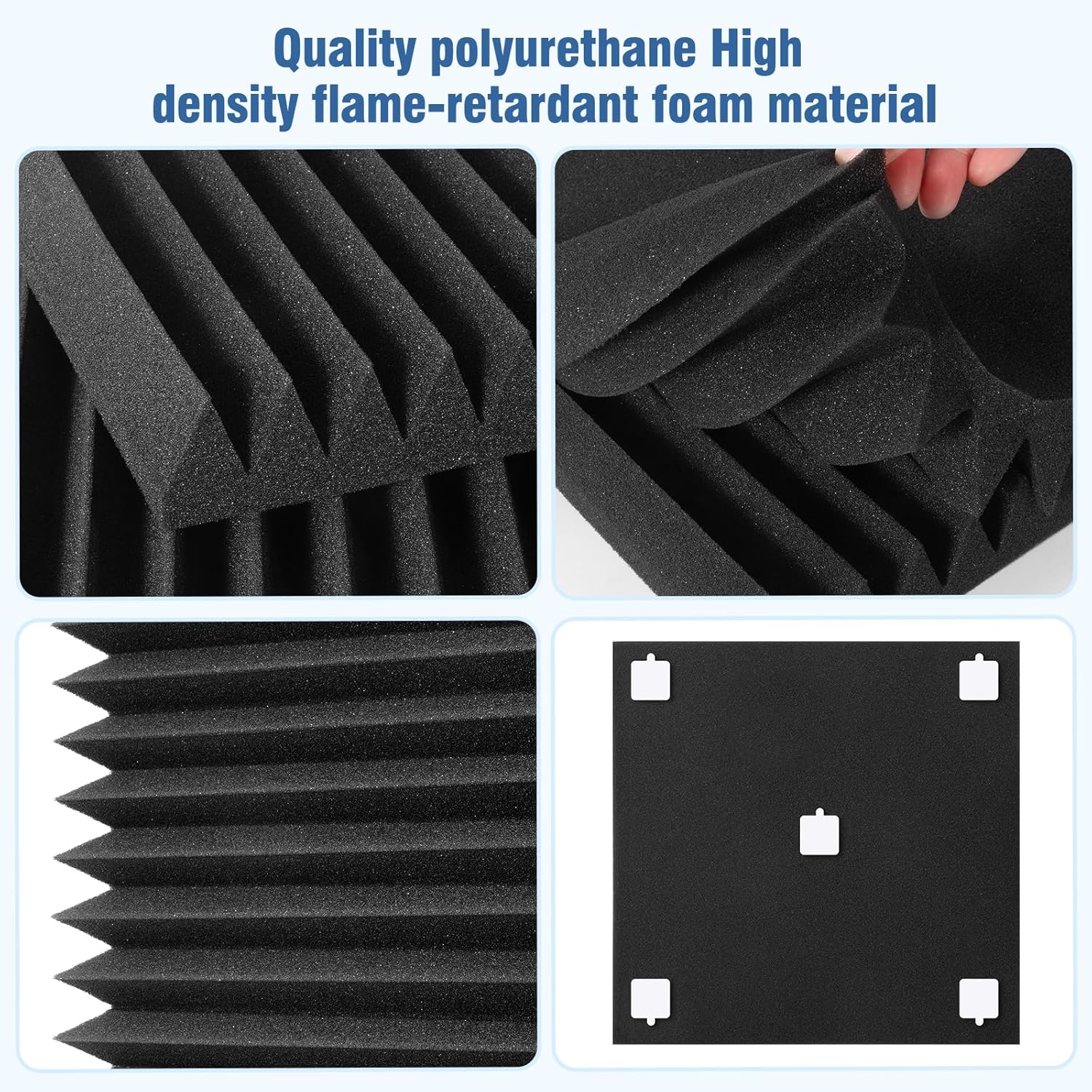 Sound Absorbing Acoustic Panels for Walls 2"x12"x12" Black 50 Pack Fire Resistant Studio Recording - Image 4