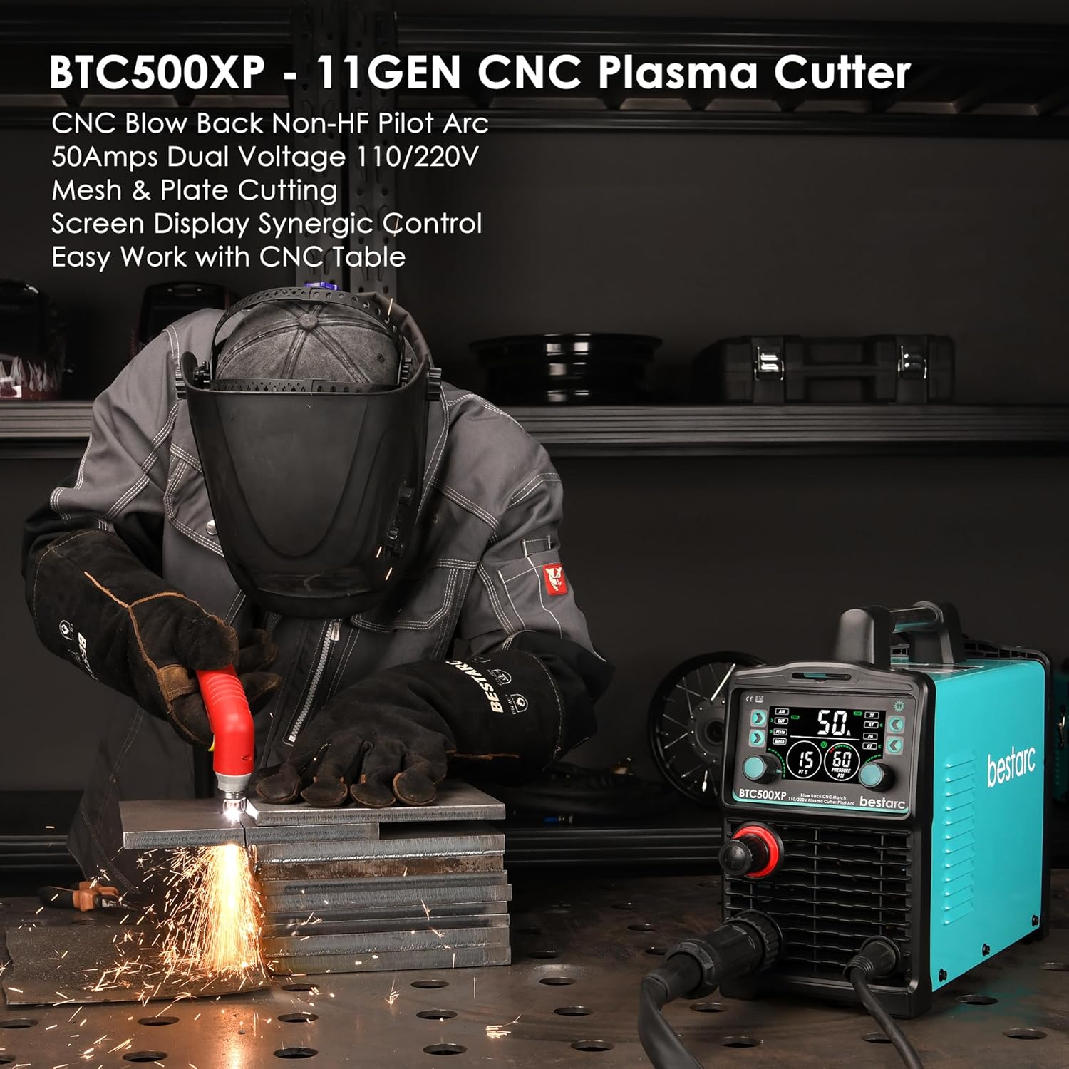 50A Non-HF CNC Plasma Cutter Machine Dual Voltage 110V/220V 5/8" Clean Cut 1" Max Cut - Image 2