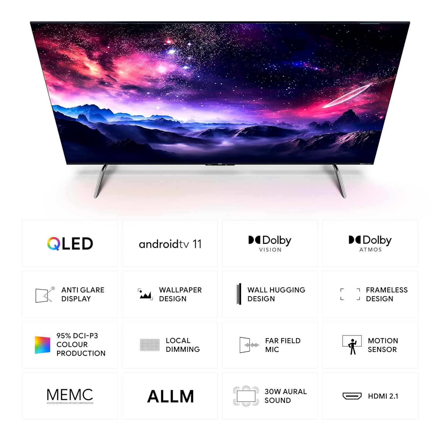 65-inch 4K QLED Smart Android TV Metallic Grey 164 cm AR65AR2851QD - Image 2