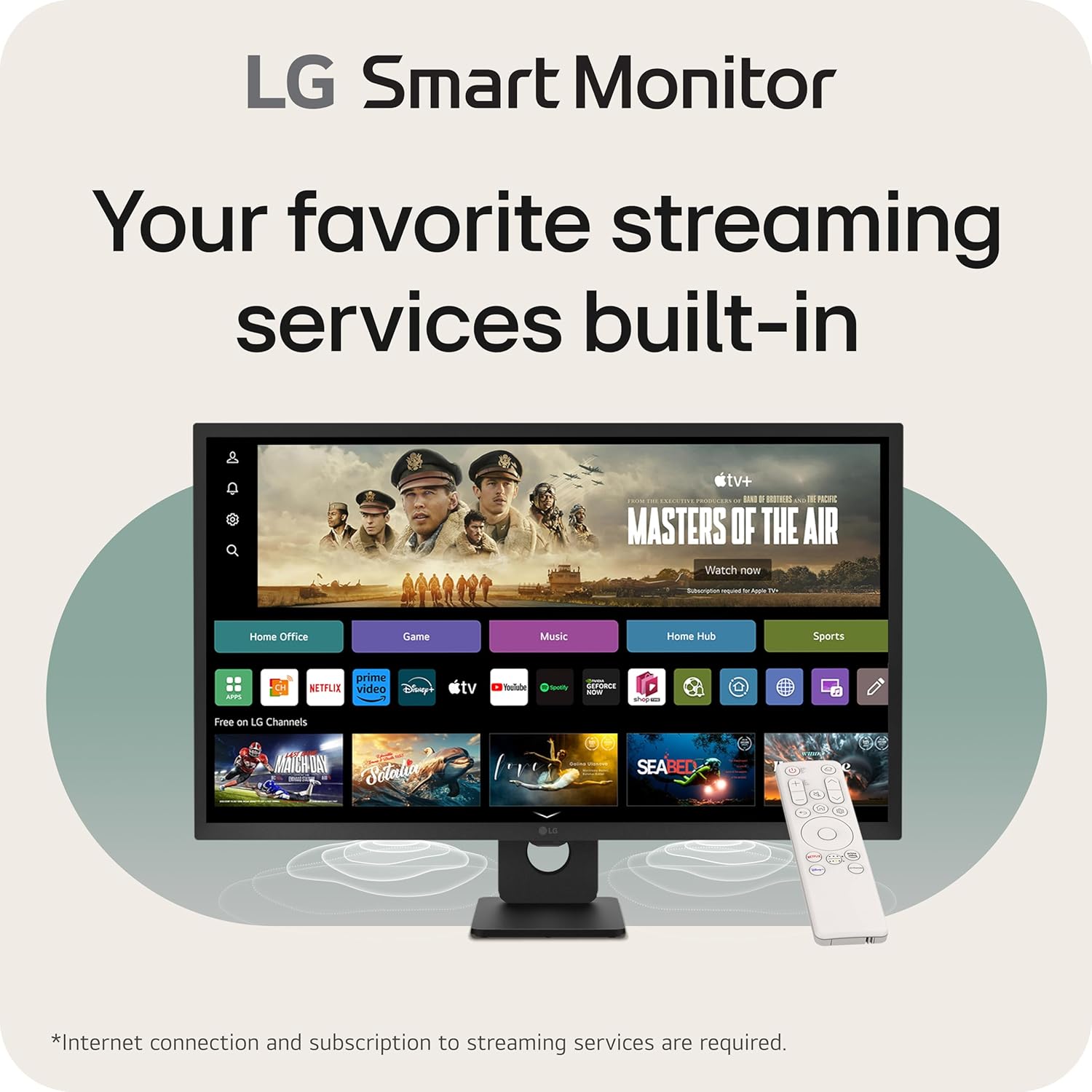 LG 32-Inch FHD Smart Monitor IPS Display webOS 23 HDR 10 Bluetooth Black - Image 2