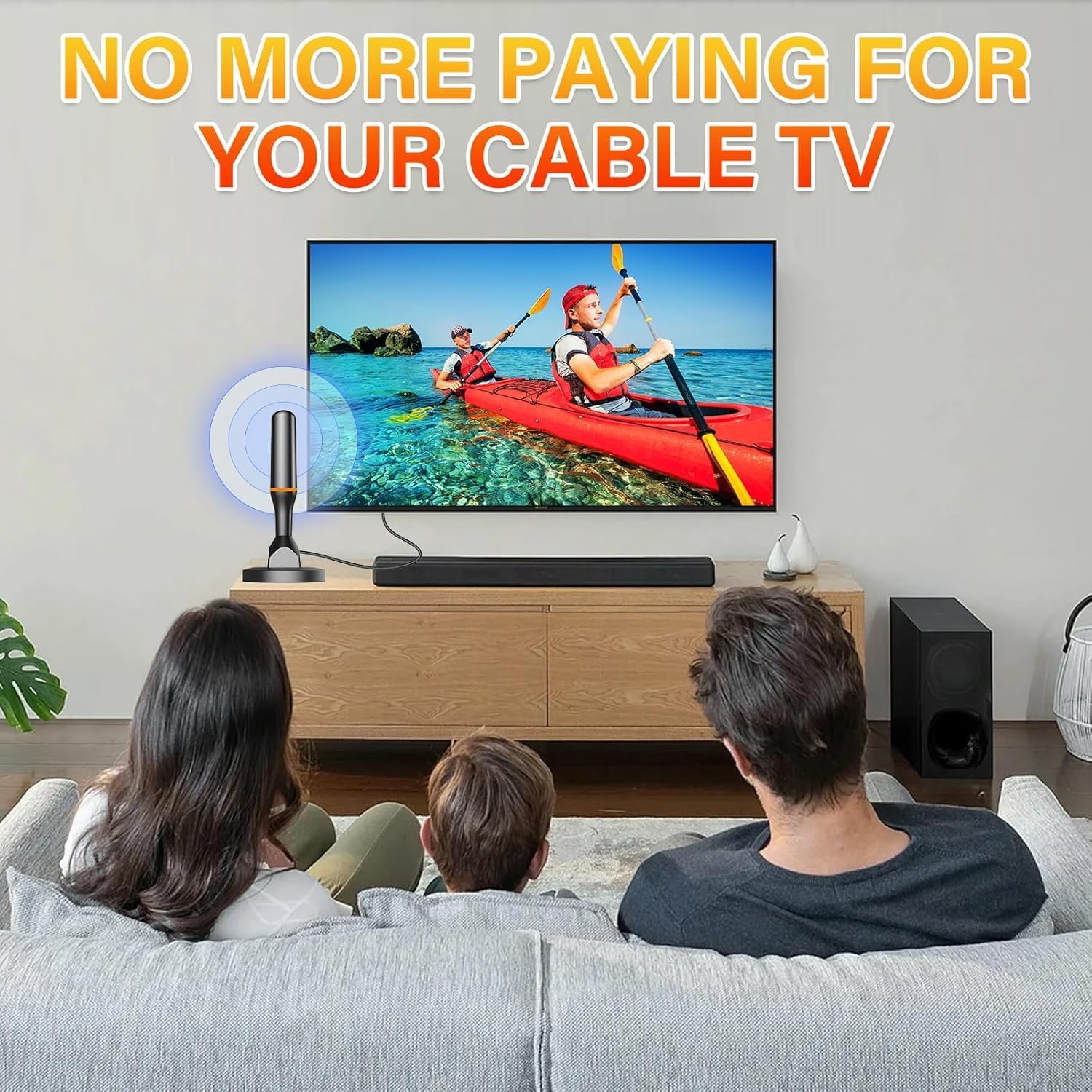 Smart TV Indoor Digital Antenna 50 Mile Range with Magnetic Base for 4K 1080P Local Channels - Image 6