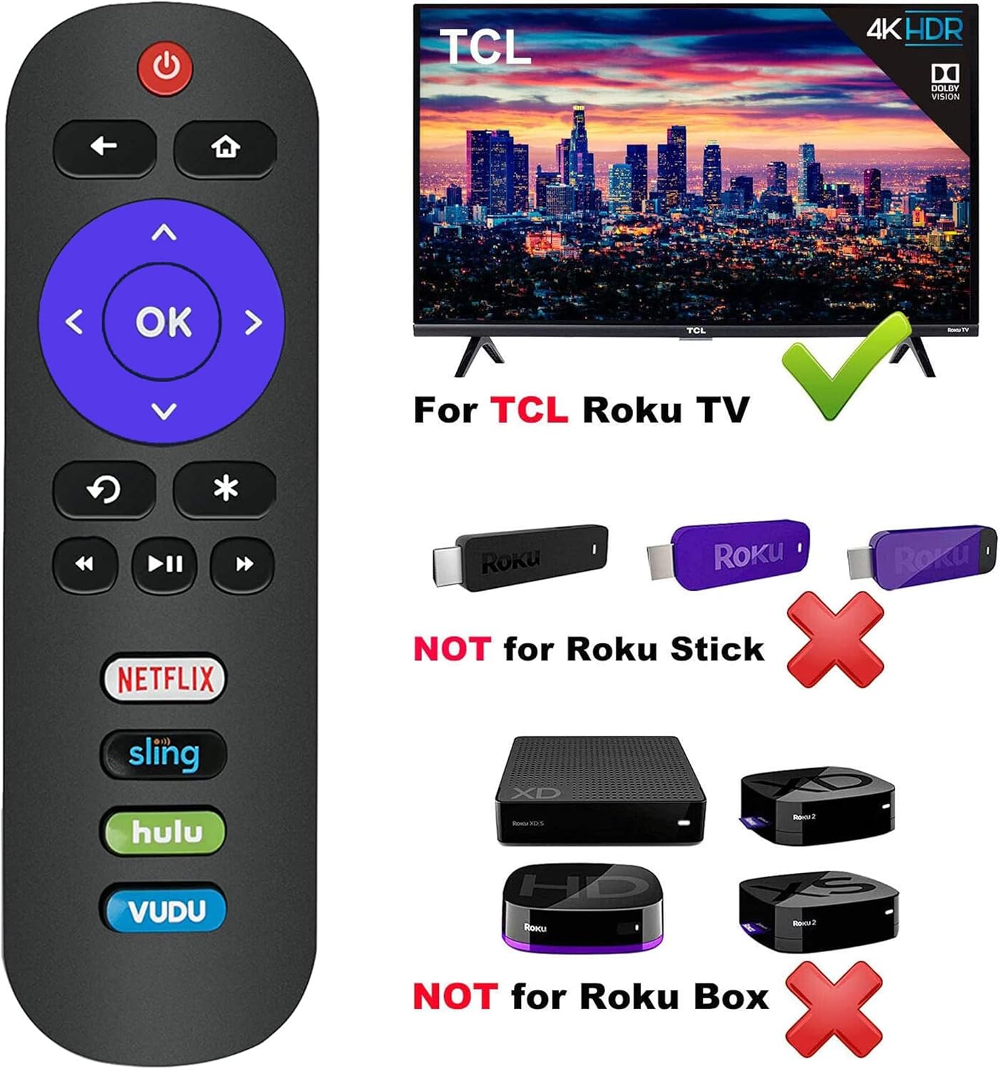 TCL Roku TV Remote RC280 Replacement with Volume Control Button - Image 2