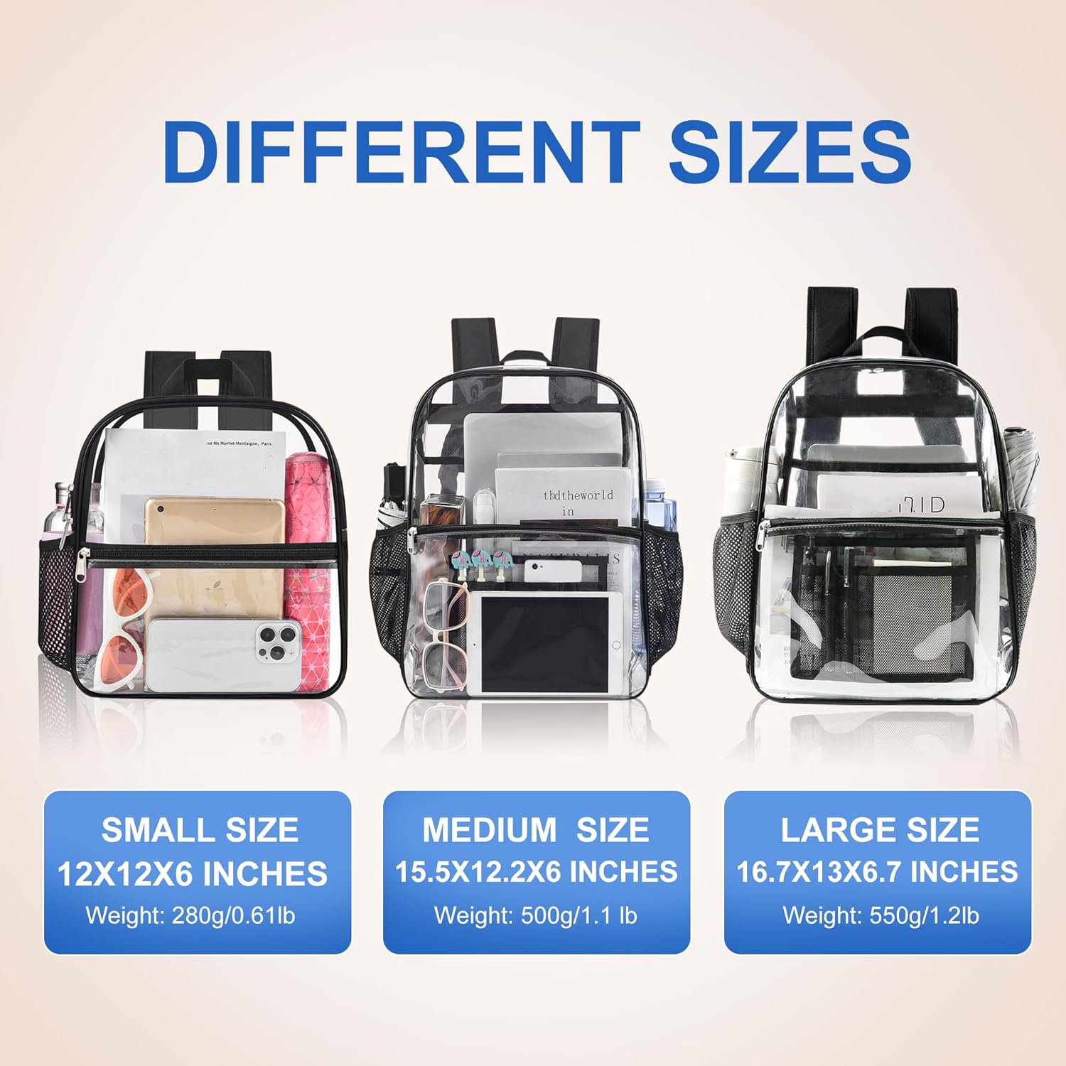 USPECLARE Approved 12x6x12 Inch Waterproof Clear Backpack for Stadium Events and Concerts - Image 6