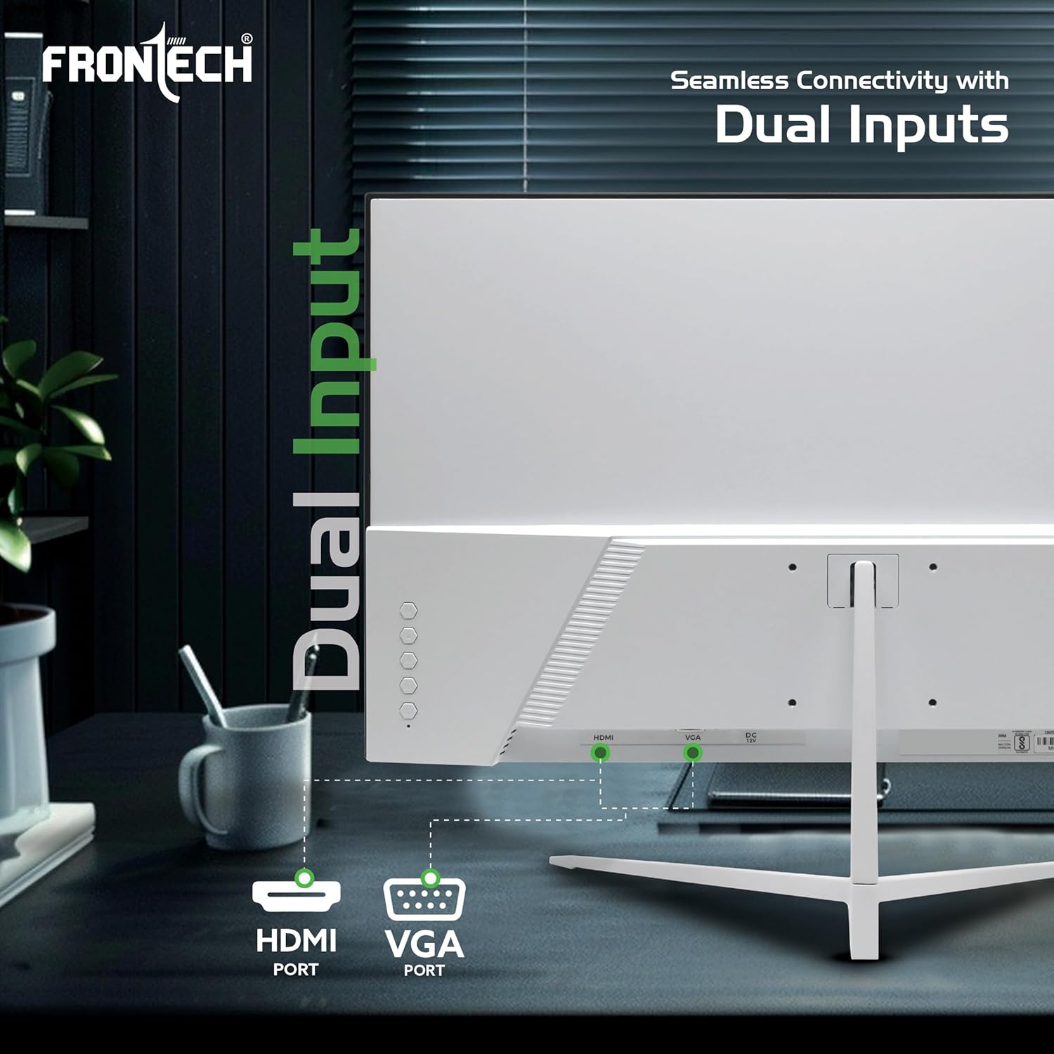 FRONTECH 22-inch Full HD 1080p LED Monitor with 100Hz Refresh Rate Slim Stylish White - Image 5