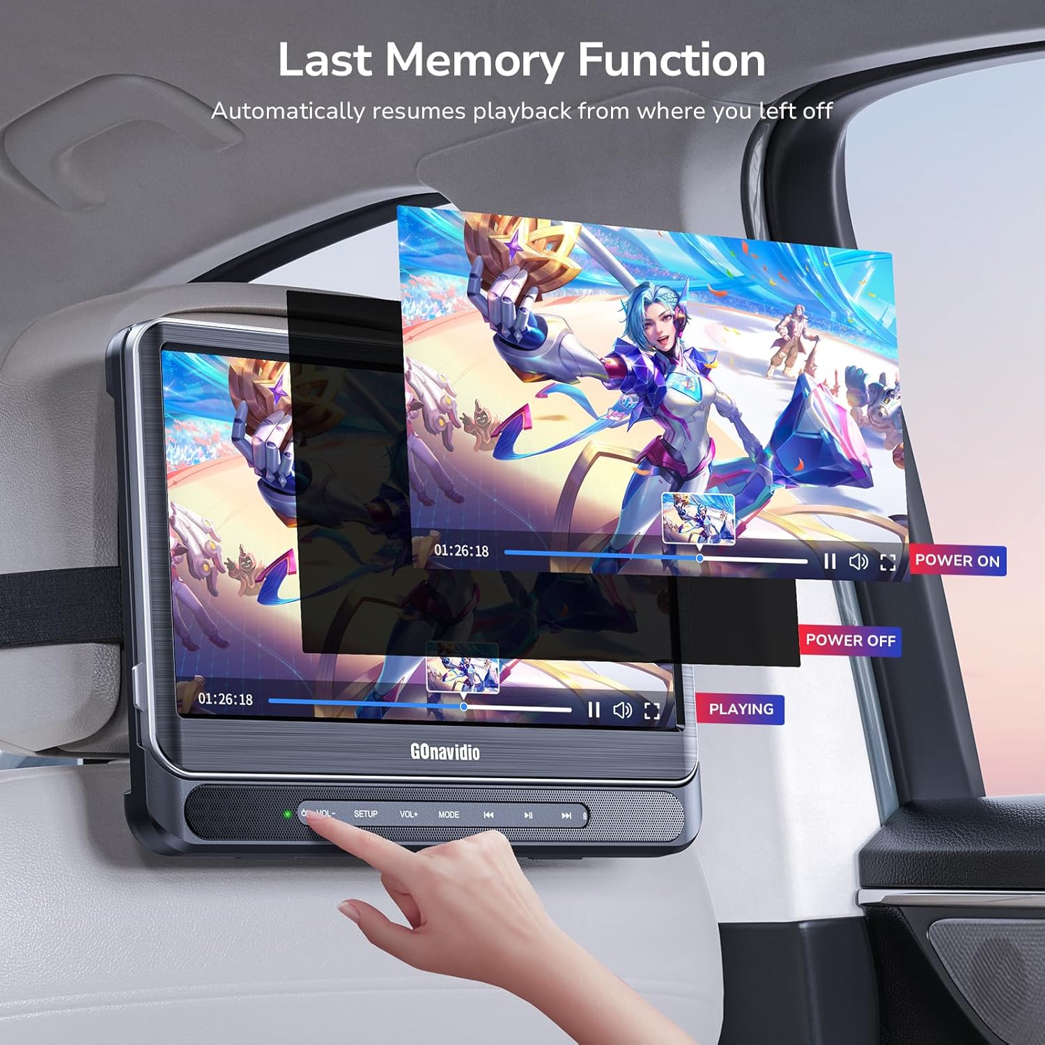 12-Inch Dual Car Headrest DVD Players with HDMI, 5-Hour Battery, Screen Mirroring, USB/TF, MP4/MKV - Image 5