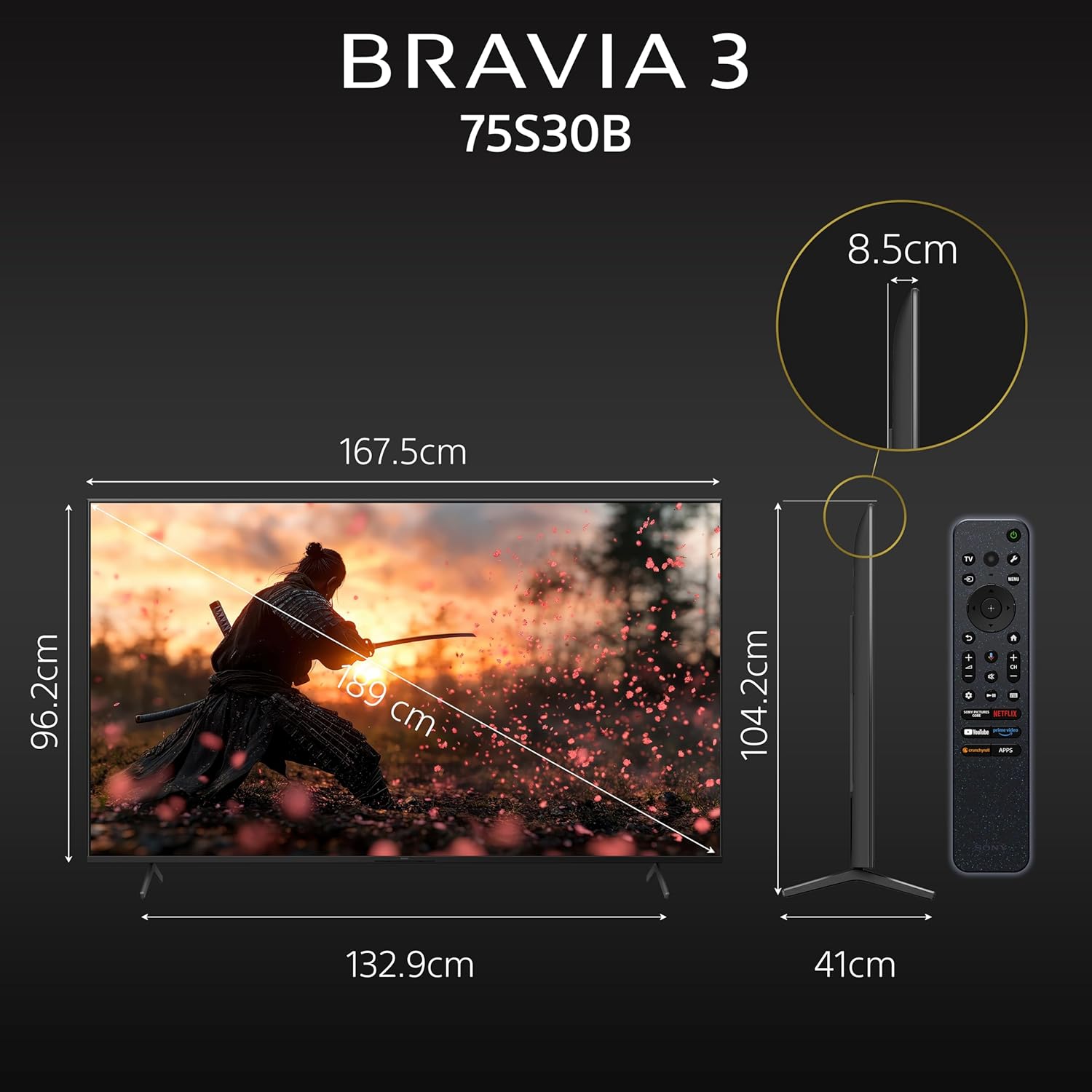 Sony BRAVIA 75 Inch 4K Ultra HD AI Smart Google TV K-75S30B Black - Image 5
