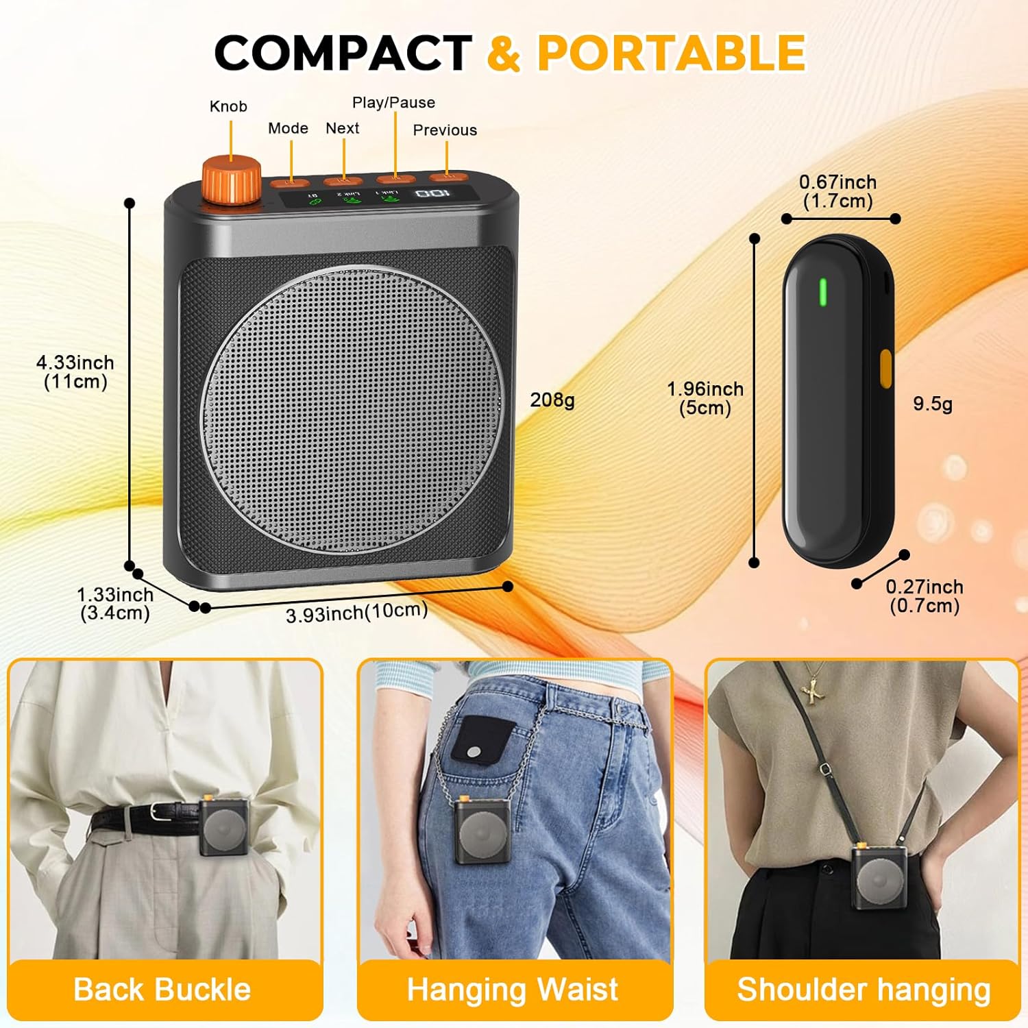 Portable Bluetooth Voice Amplifier Speaker with Magnetic Wireless Lavalier Microphone 20W Classroom/Yoga/Meeting - Image 8