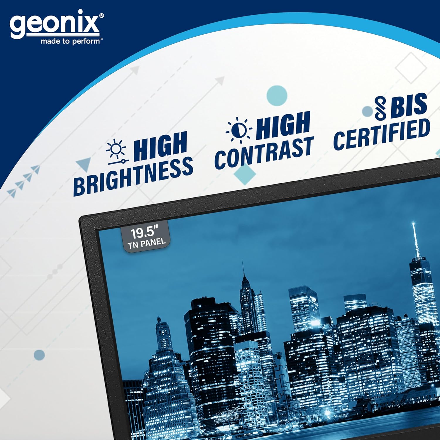 GEONIX 19.5 Inch LED Monitor VGA HDMI 1600 x 900 Resolution 21W Max Power - Image 6
