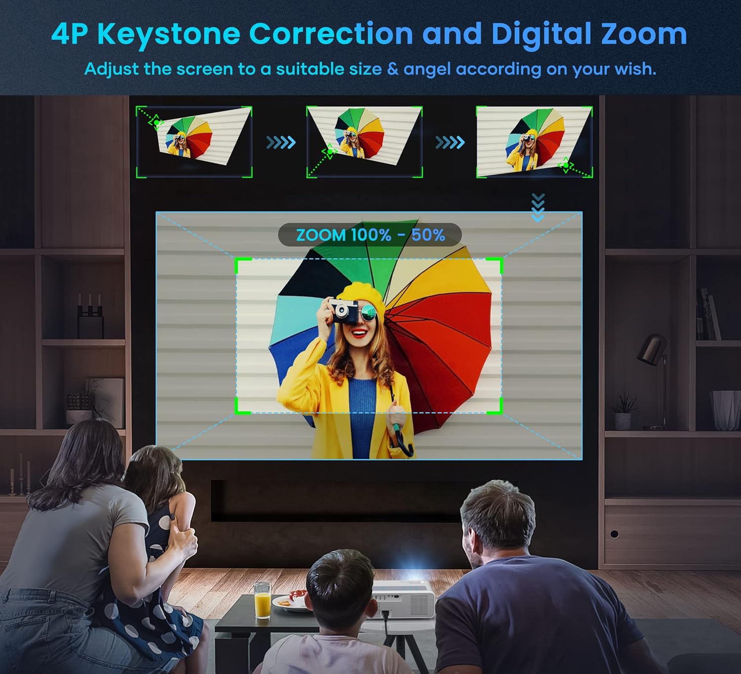 FANGOR 4K Supported 900 ANSI Lumens 1080P Native HD Outdoor Home Video Projector 5G WiFi Bluetooth - Image 4
