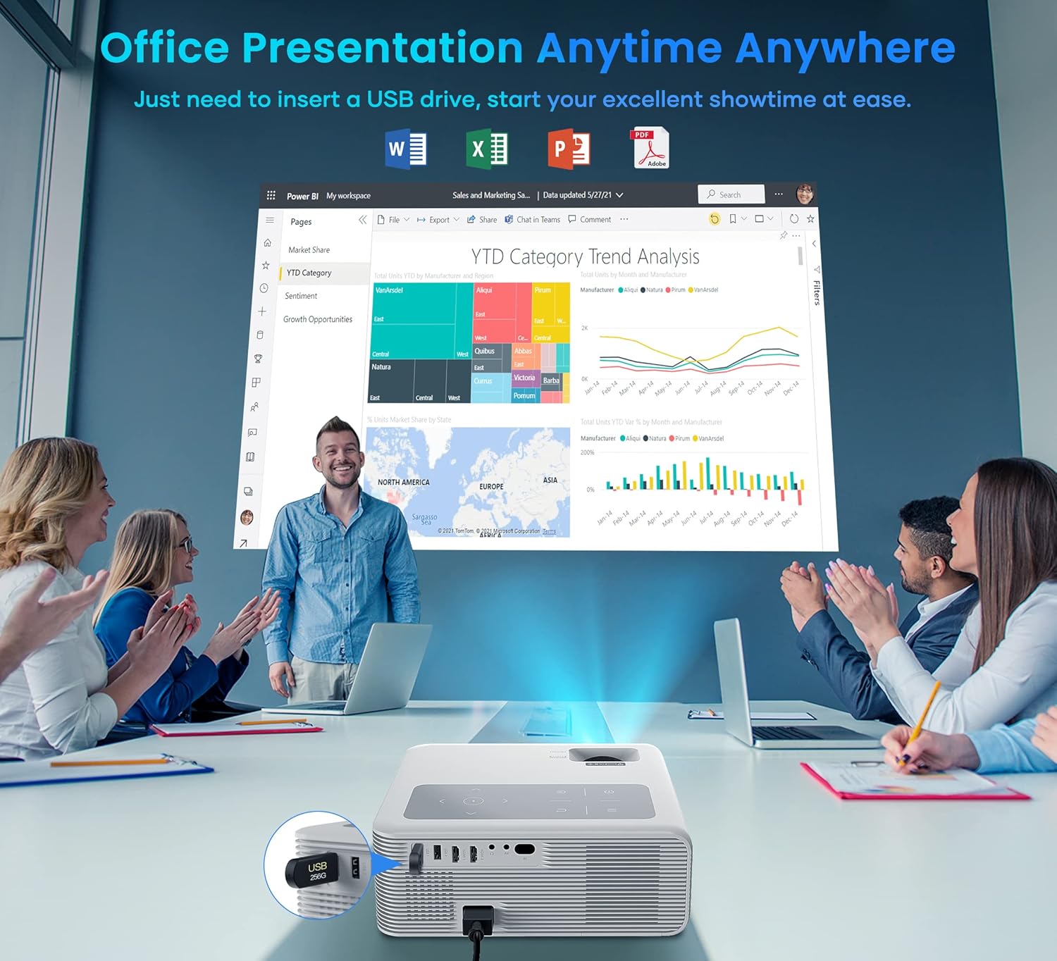 FANGOR 4K Supported 900 ANSI Lumens 1080P Native HD Outdoor Home Video Projector 5G WiFi Bluetooth - Image 5