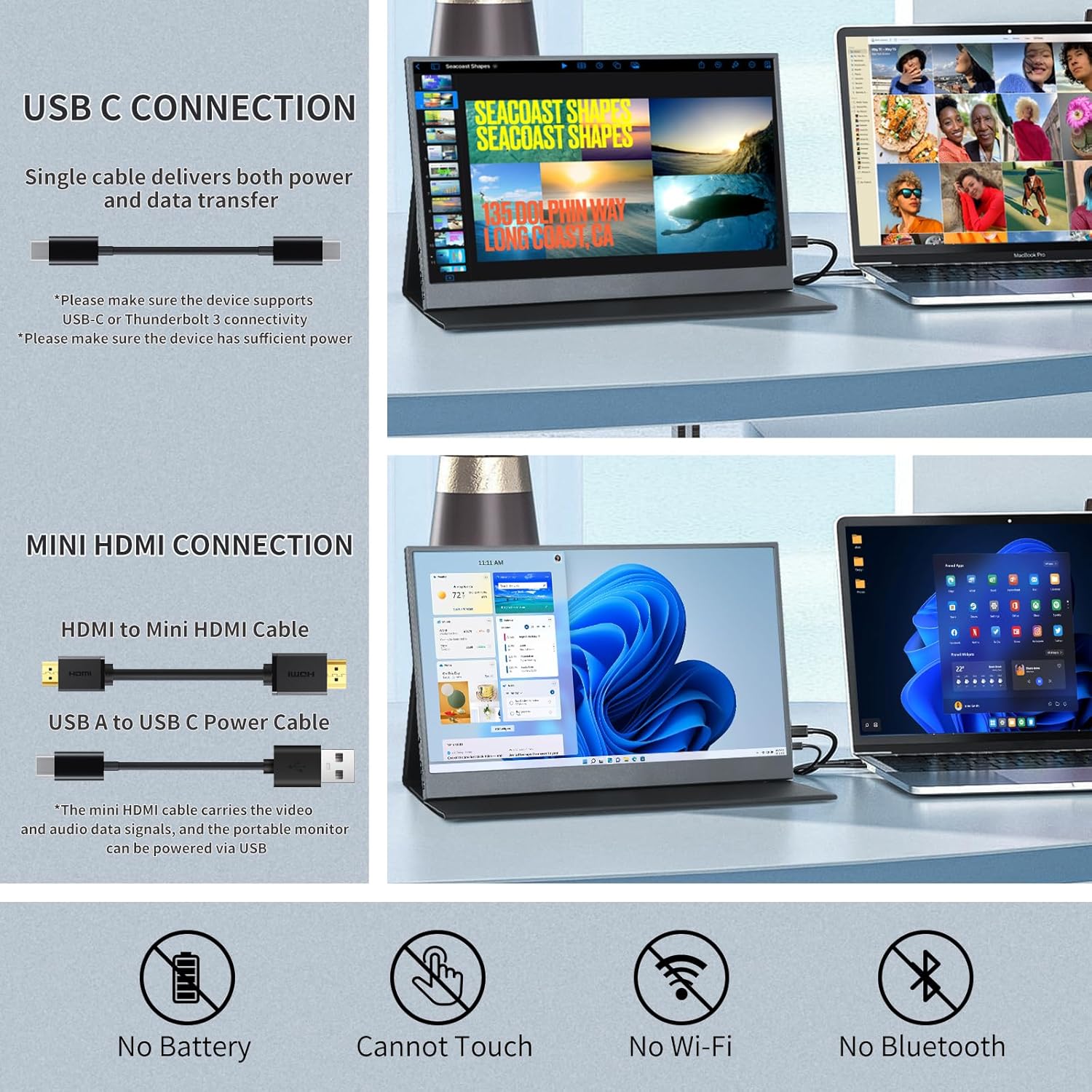 15.6 Inch FHD 1080P Portable IPS Travel Monitor with Smart Cover and Speakers - Image 2