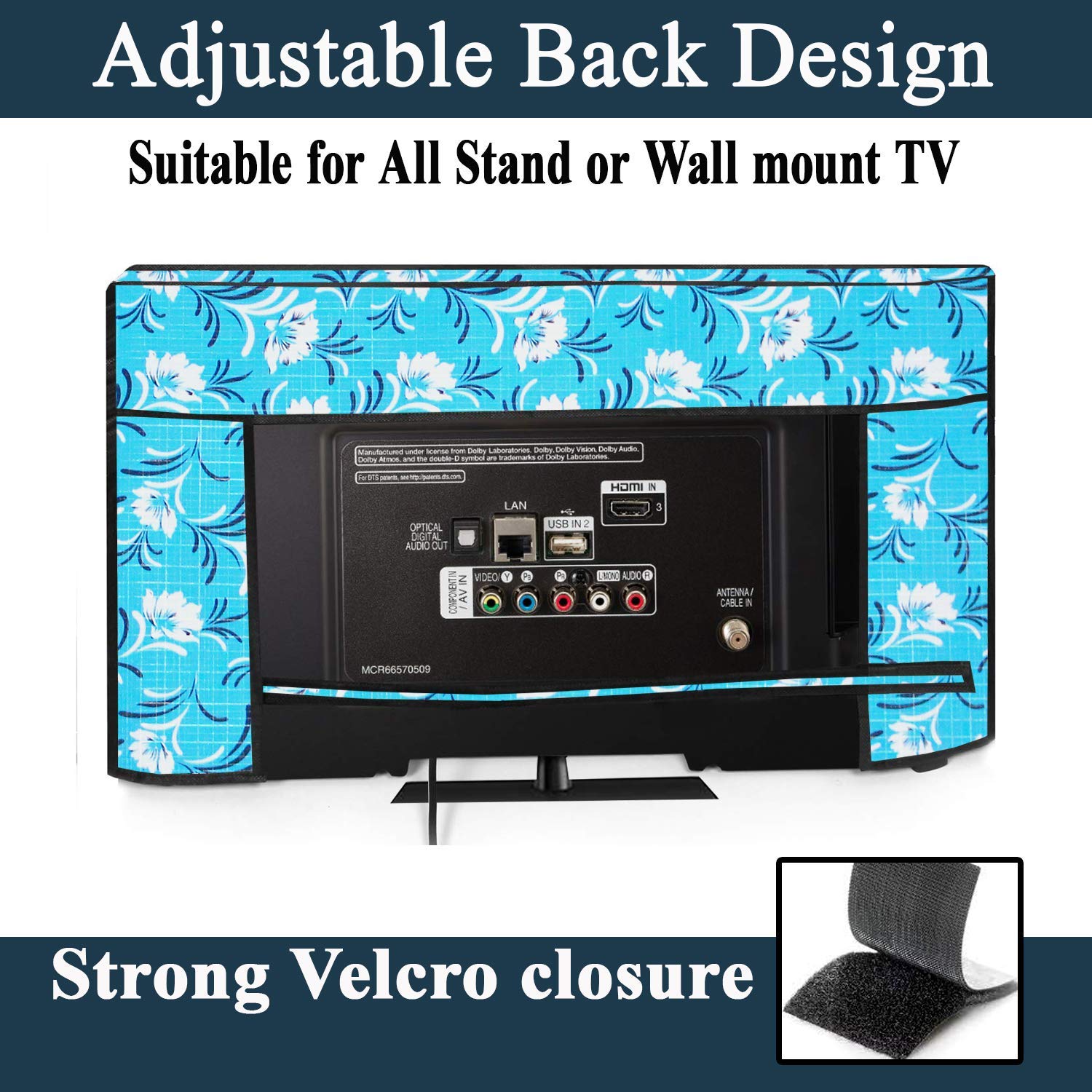 Decorly Furnishing Multicolor Printed 65 Inch LED TV Cover for All Brands Models Seablue - Image 5