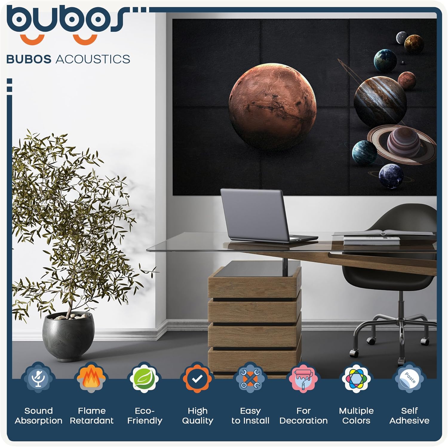 BUBOS 6 Pack 72x48 Inch Mars 3D Soundproof Acoustic Panels Self-Adhesive Decorative Treatment - Image 3
