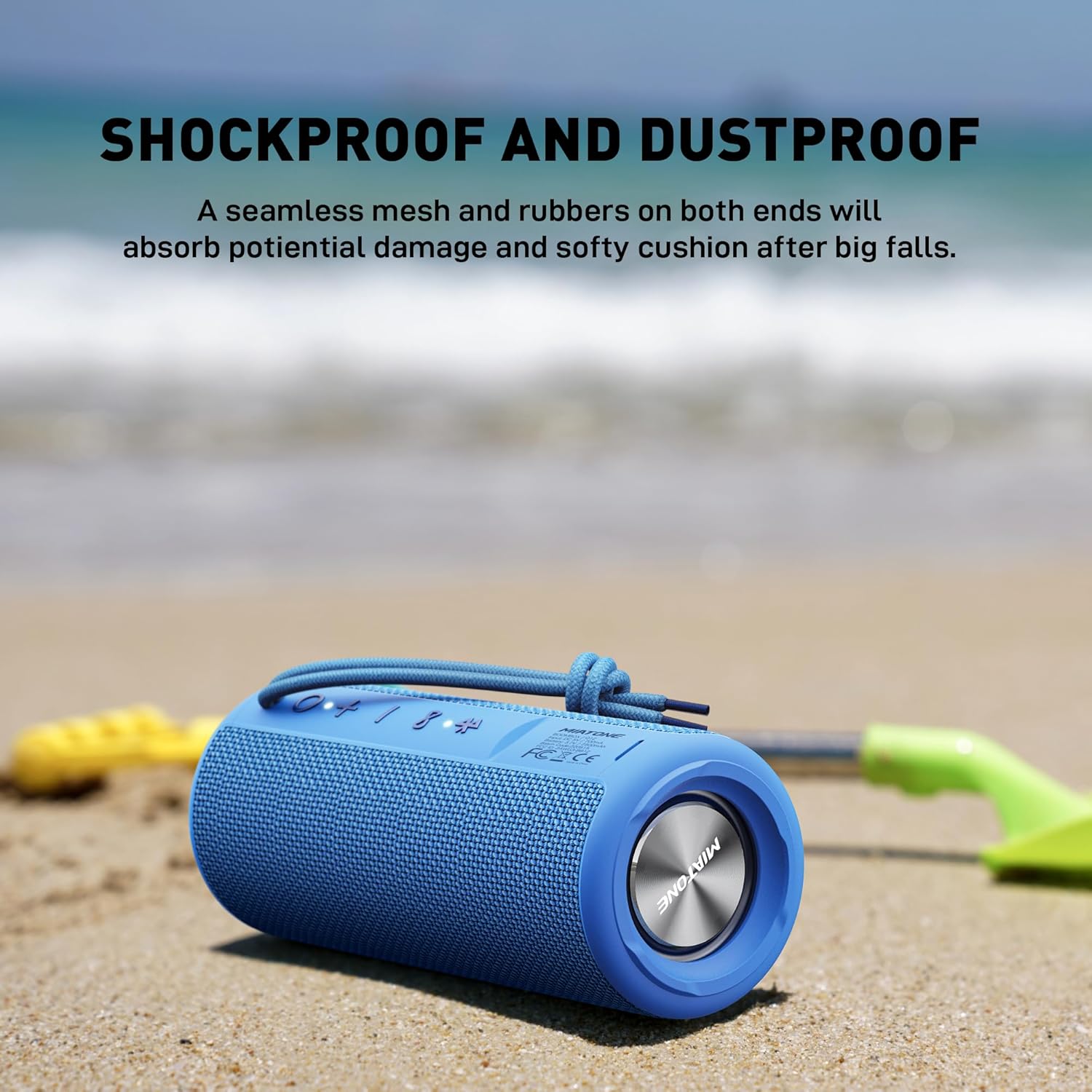 MIATONE Boombox Portable Waterproof Bluetooth Speaker - Blue 50W Outdoor Wireless Audio - Image 3
