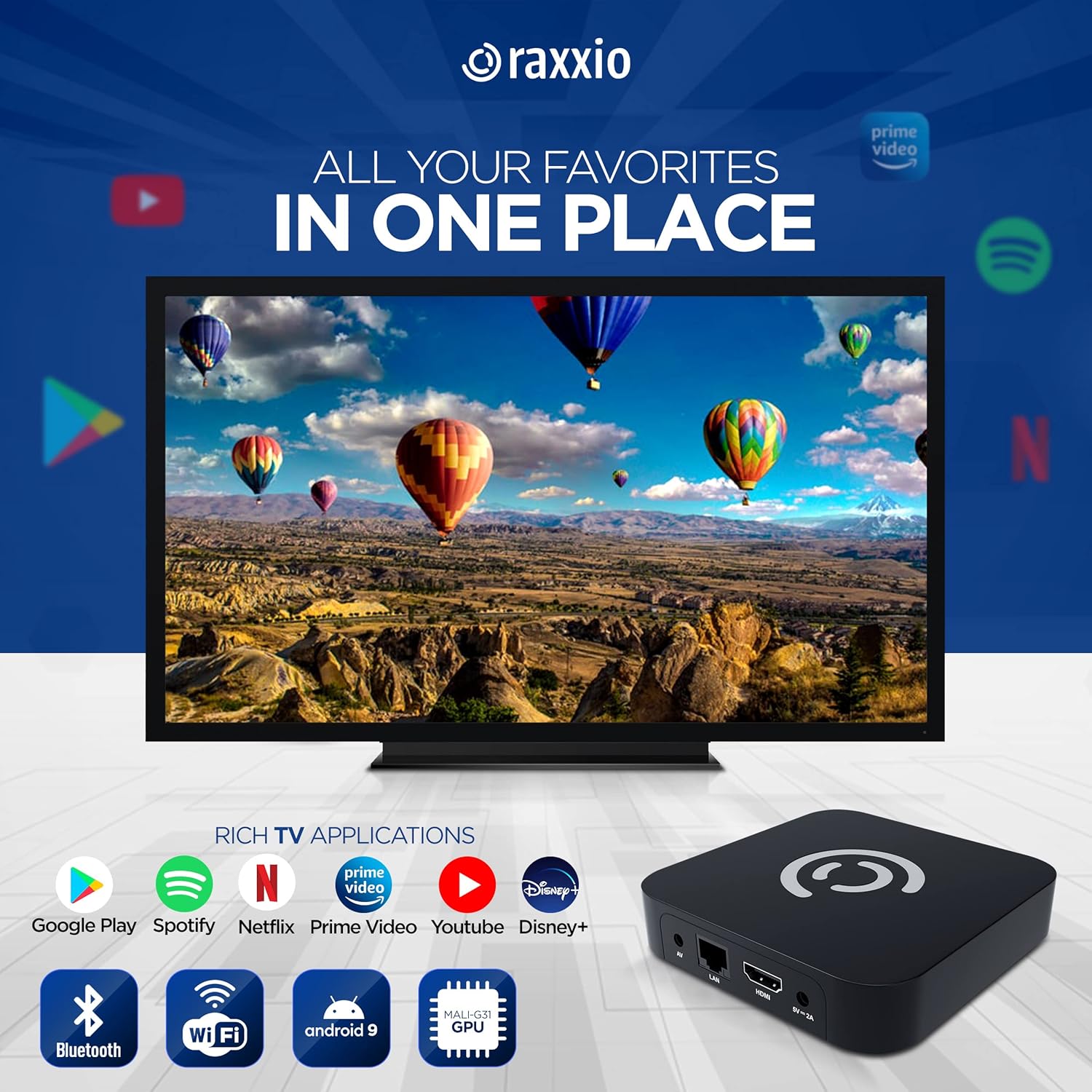 Raxxio RAX2100 Android 9.0 4K HDR Smart TV Box 64GB ROM, 4GB RAM - Image 2
