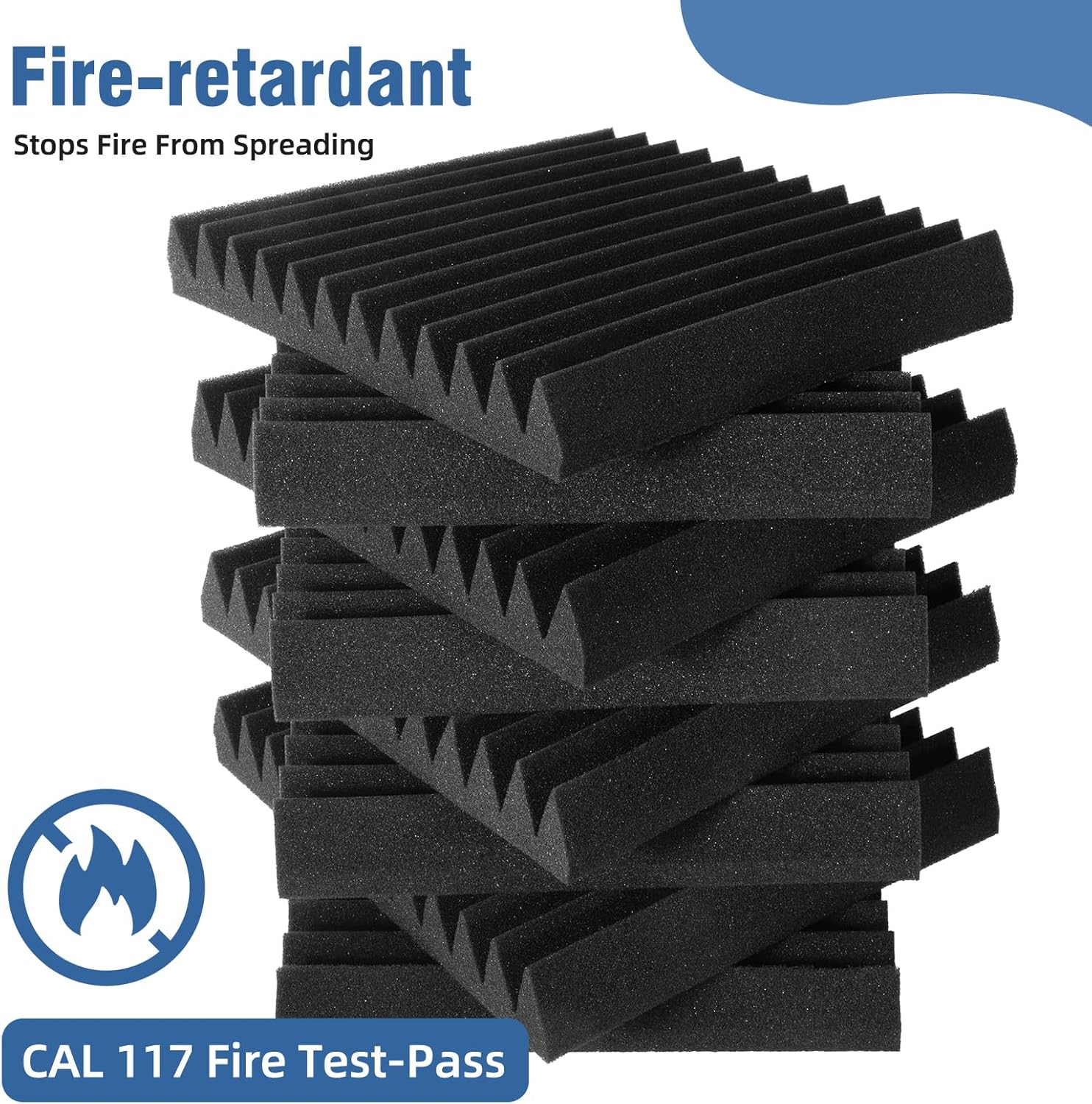 Sound Absorbing Acoustic Panels for Walls 2"x12"x12" Black 50 Pack Fire Resistant Studio Recording - Image 5