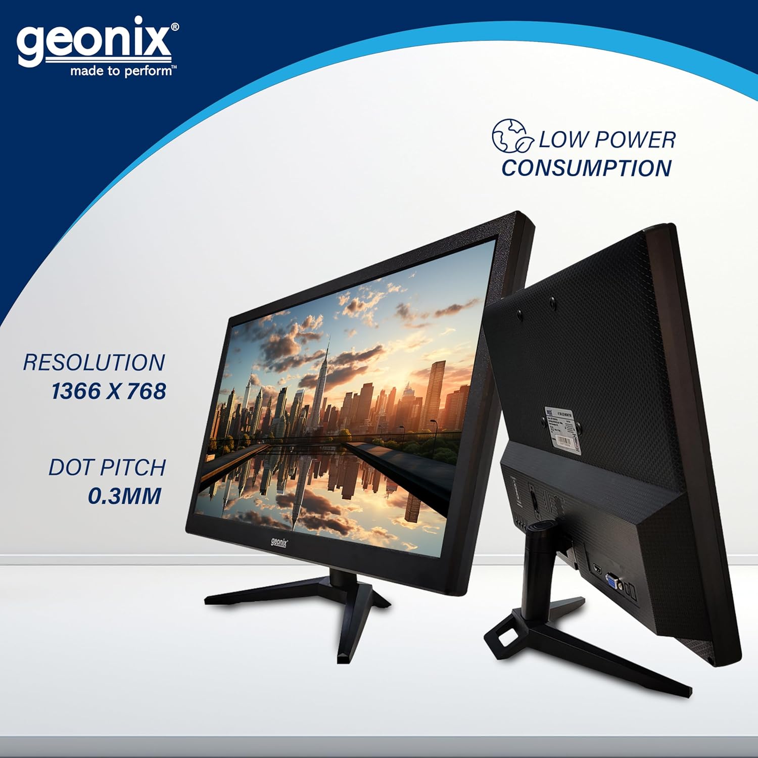 GEONIX 18.5 Inch HD LED Monitor VGA HDMI 1366x768 Resolution 21W 3 Year Warranty - Image 4