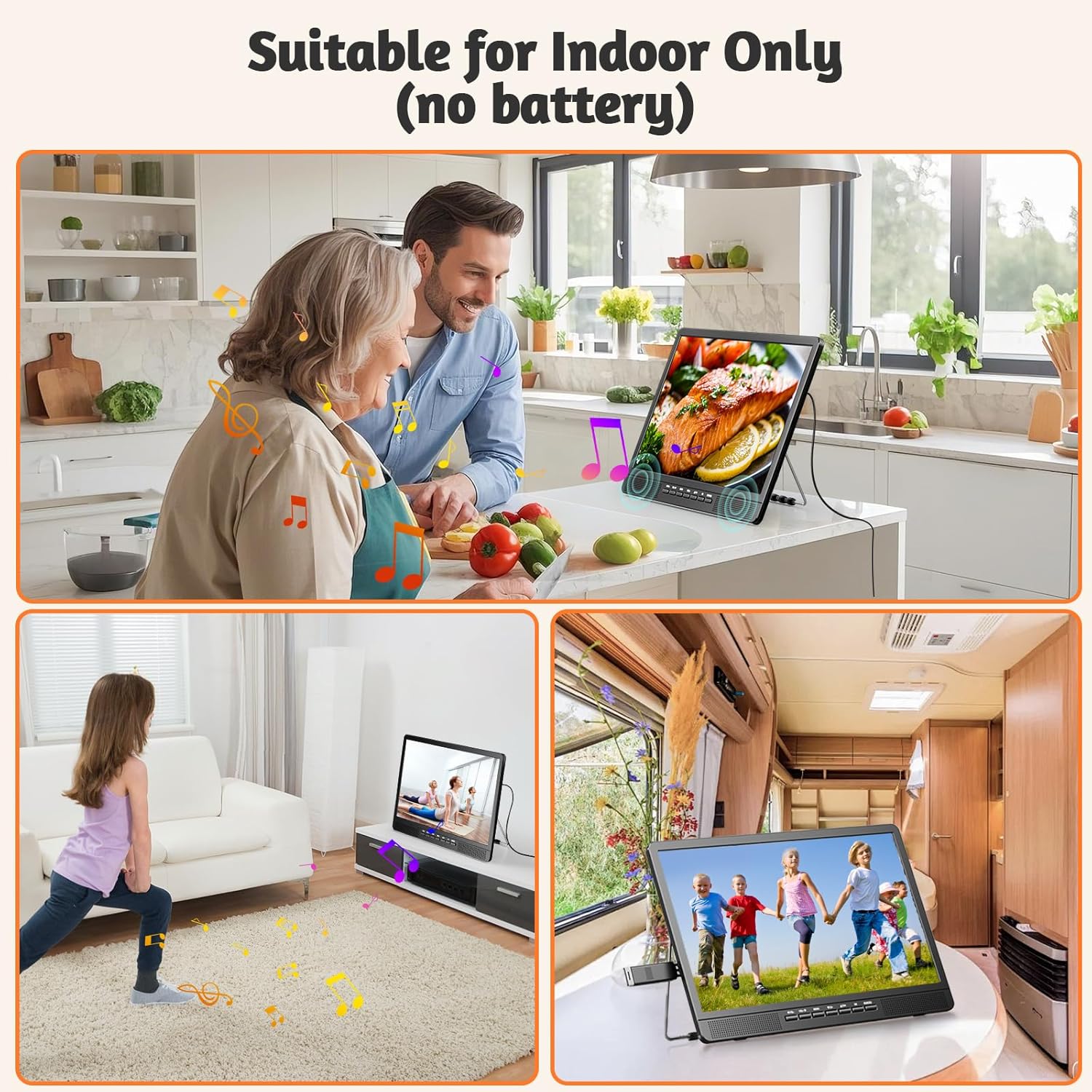 NORTHING 18.5 Inch 1080p Portable TV with USB, HDMI, AV Inputs and Remote for RVs and Boats - Image 9