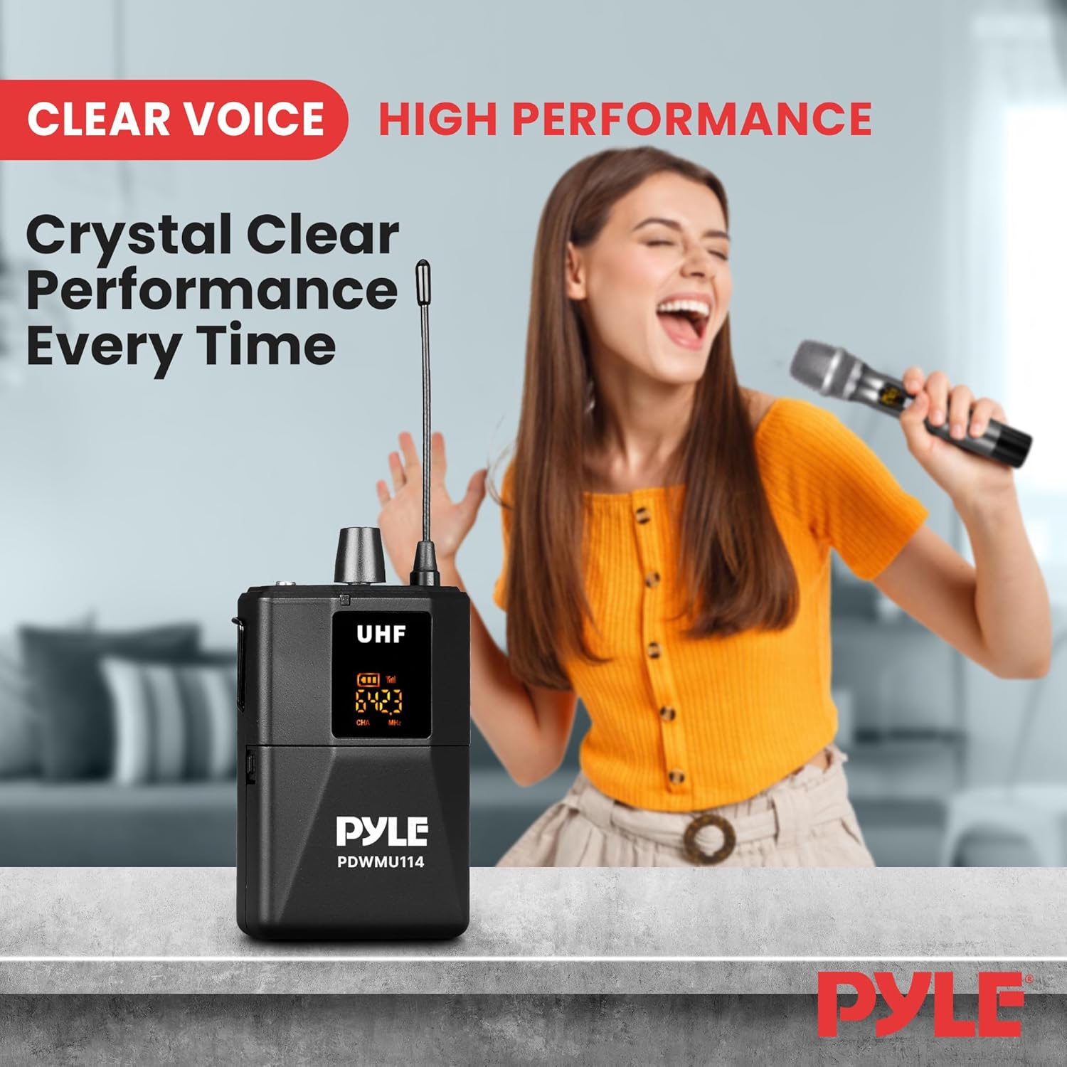 Pyle UHF Wireless Microphone System Kit Black for Karaoke and Conferences - Image 2