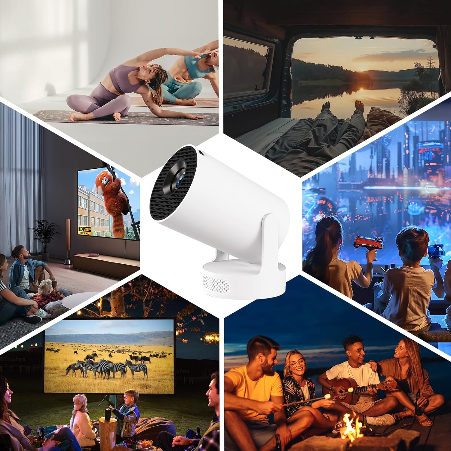 Portable WiFi Bluetooth Mini Projector 4K 1080P Support 180° Rotatable Mouse Control for 40-200" Smart Outdoor Home Viewing - Image 7