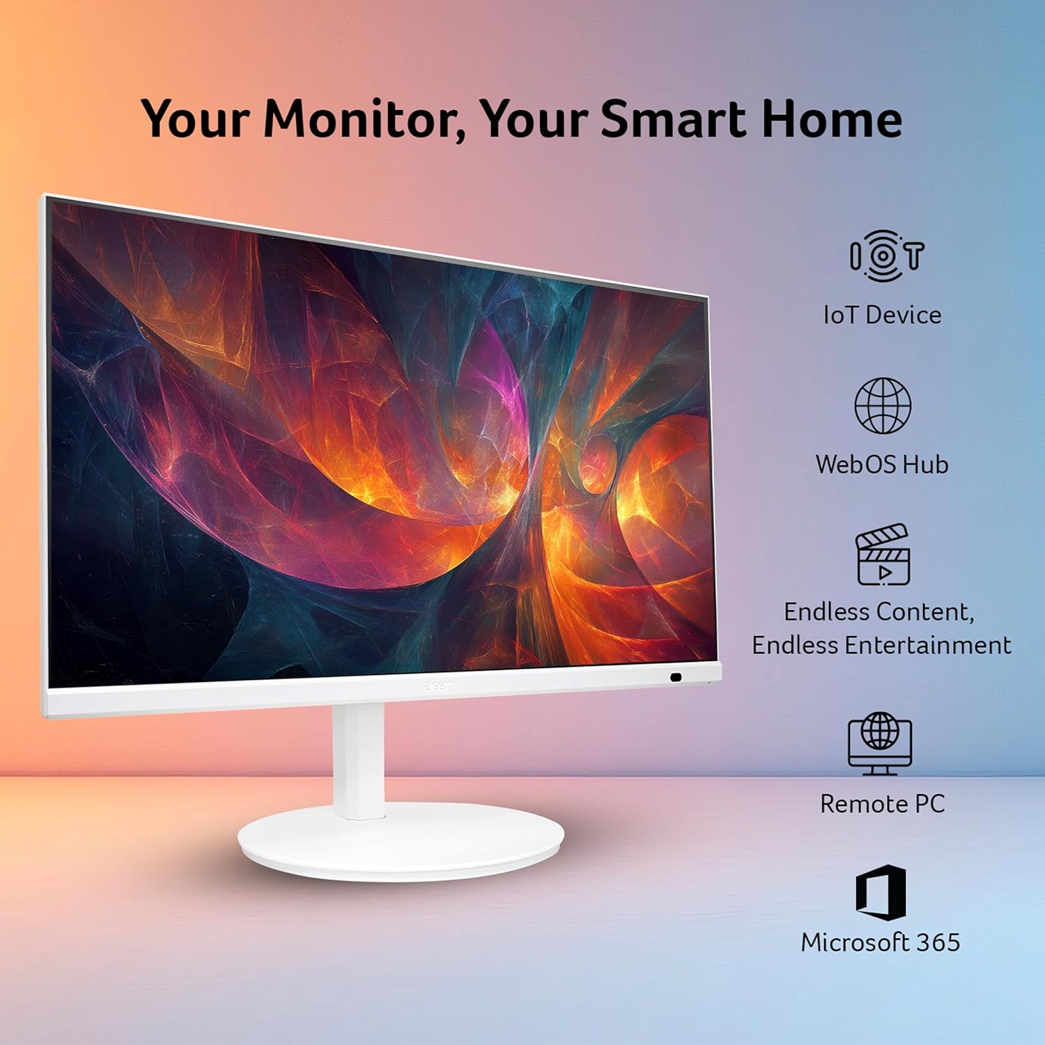Acer 27 Inch Smart Full HD IPS LED Monitor with WebOS, HDR10, Ergo Stand - Image 2