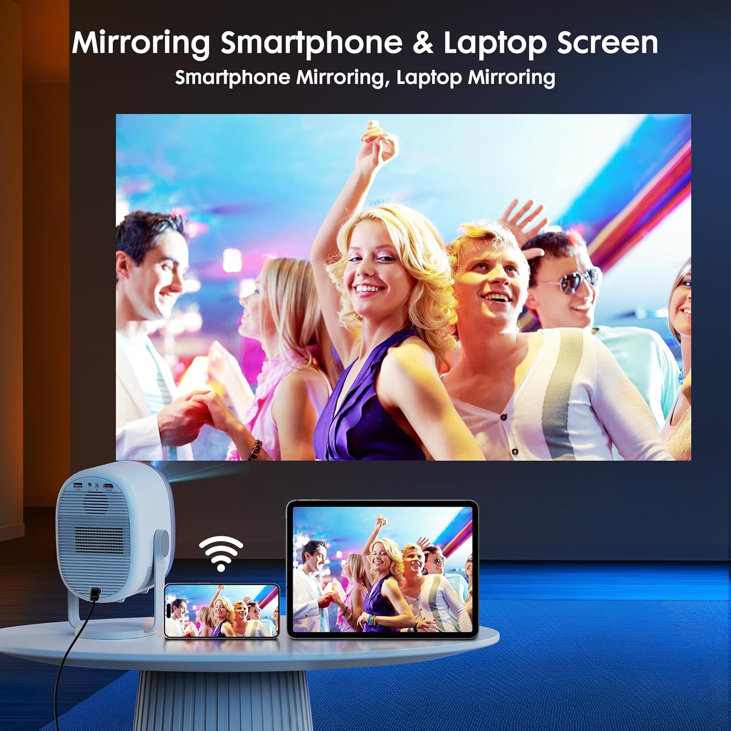 EXTRAVIS H1 Mini Portable Projector 500 ANSI 1080P HD WiFi Bluetooth E-Focus 360° Rotatable Auto Keystone Outdoor Home - Image 5