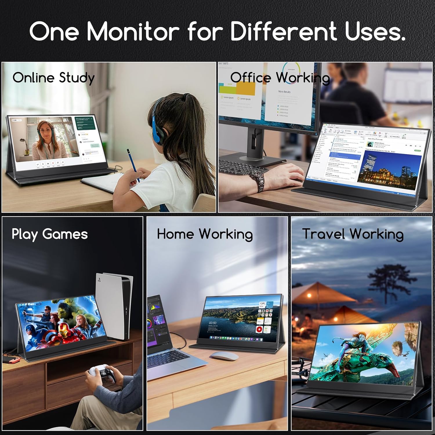15.6 Inch 2K QHD 120Hz Portable Gaming Monitor HDR Ultra Slim External Second Screen - Image 5