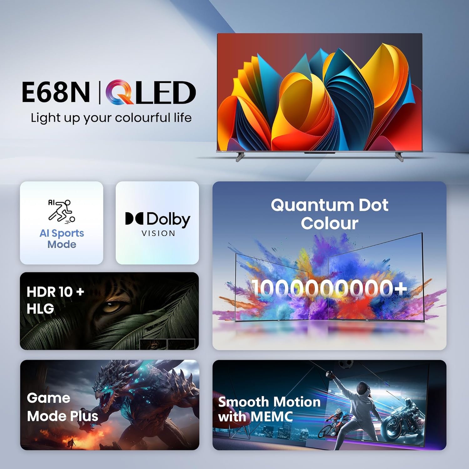 Hisense 55E68N 55 Inch 4K Ultra HD QLED Smart Google TV Grey - Image 2