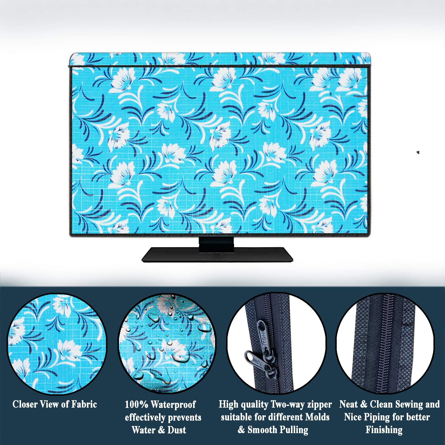 Decorly Furnishing Multicolor Printed 65 Inch LED TV Cover for All Brands Models Seablue - Image 3