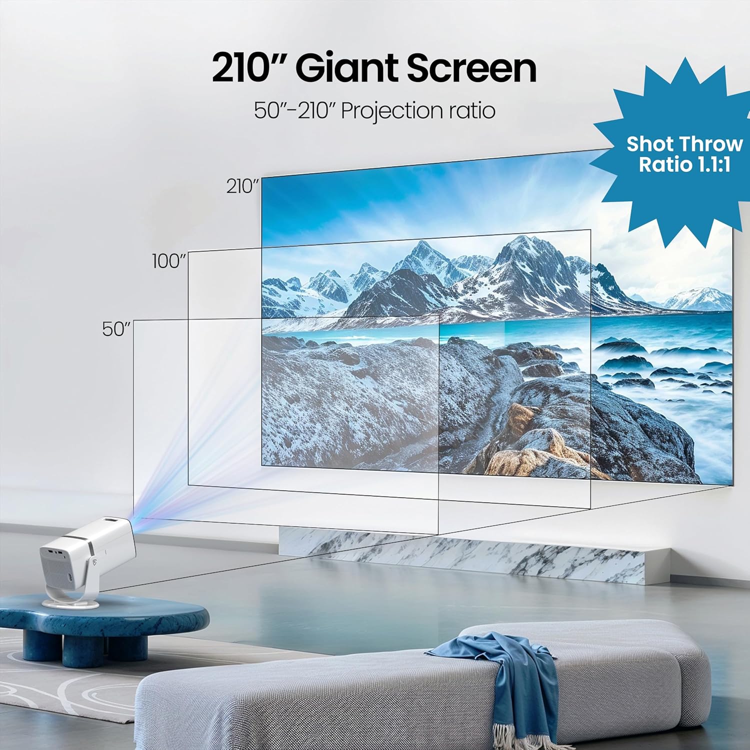 Egate Atom 3X 1080p Native Full HD Automatic Android Projector 300 ISO Rotatable 4K HDR Netflix - Image 6