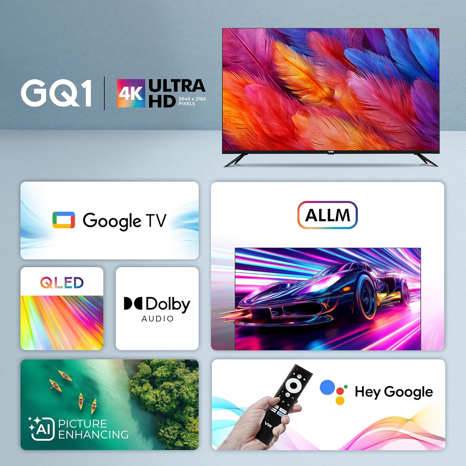 VW 190cm 75 Inch GQ1 Pro Series 4K Ultra HD Smart QLED Google TV - Image 2