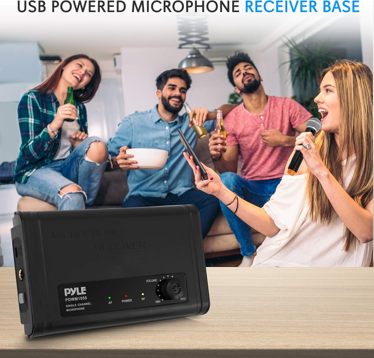 PYLE PDWM1950 Compact UHF Wireless Microphone System with Handheld Mic and Desktop Receiver - Image 6