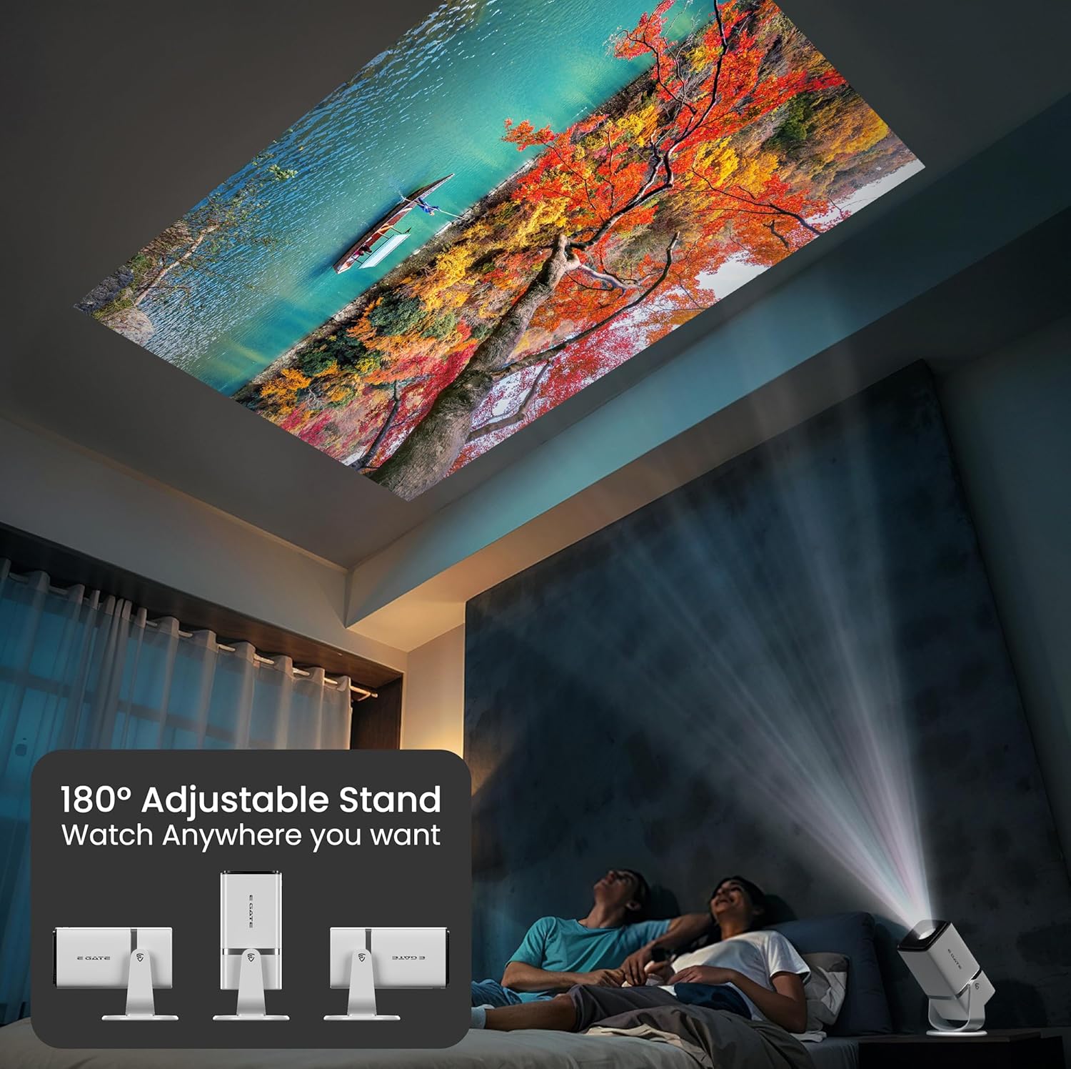 Egate Atom 3X 1080p Native Full HD Automatic Android Projector 300 ISO Rotatable 4K HDR Netflix - Image 8