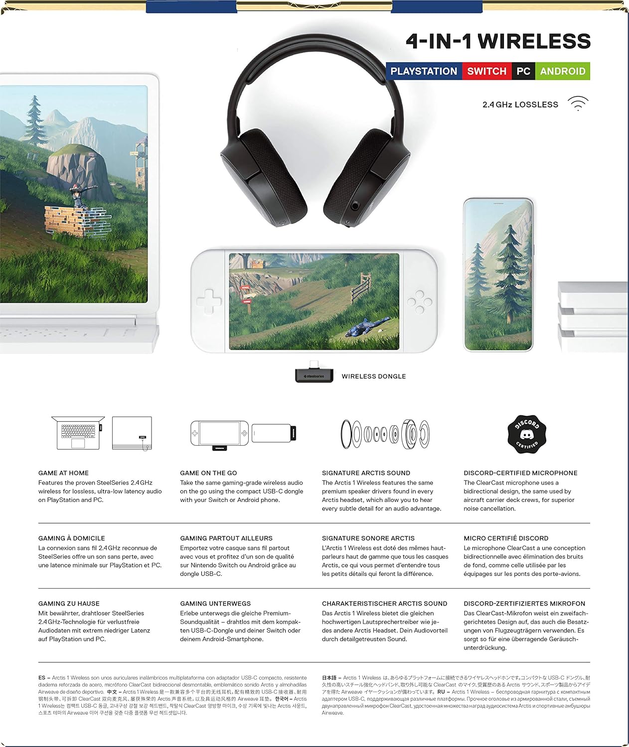 SteelSeries Arctis 1 Wireless Gaming Headset USB-C Black for PS5 PS4 Switch PC Android - Image 9
