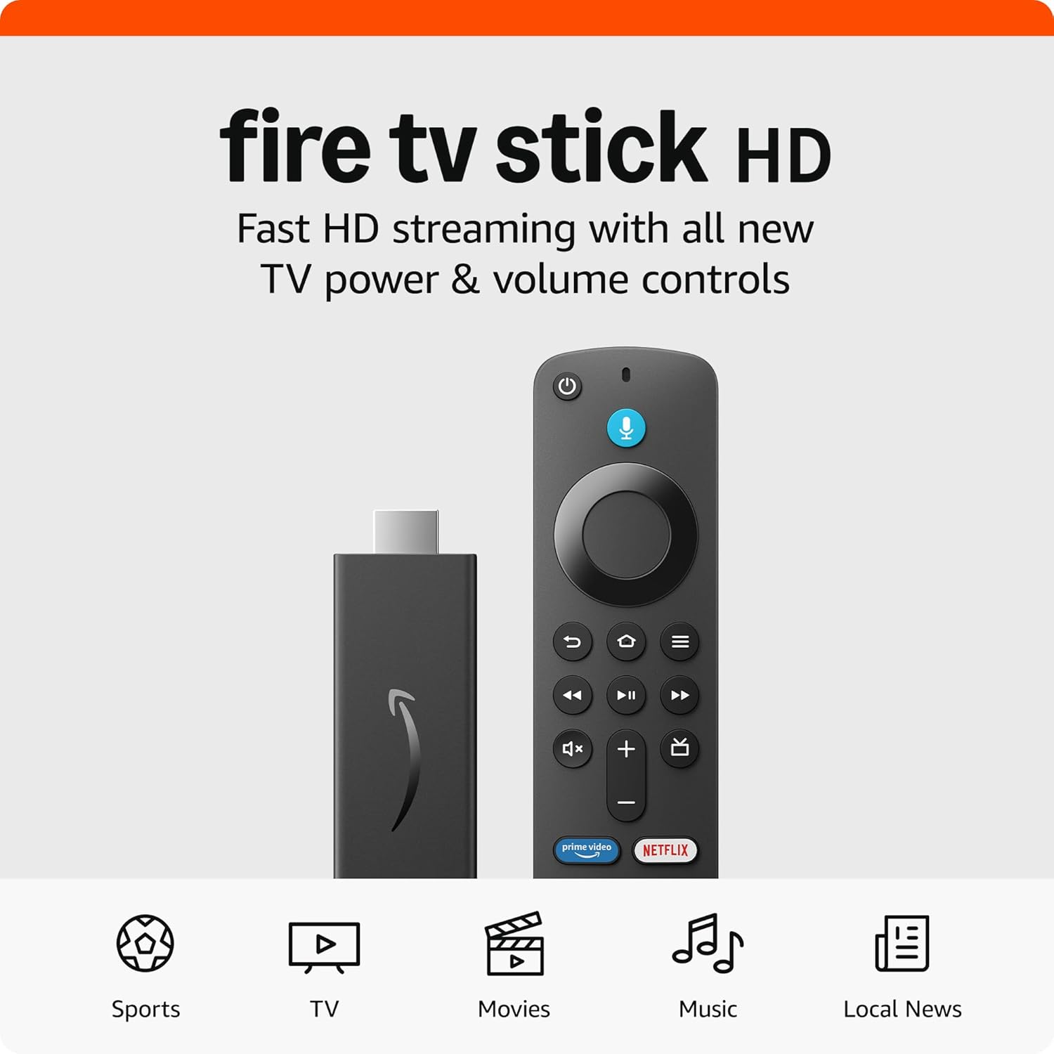 Amazon Fire TV Stick HD Newest Model 1080p Streaming with Alexa Voice Remote and Smart Home Controls