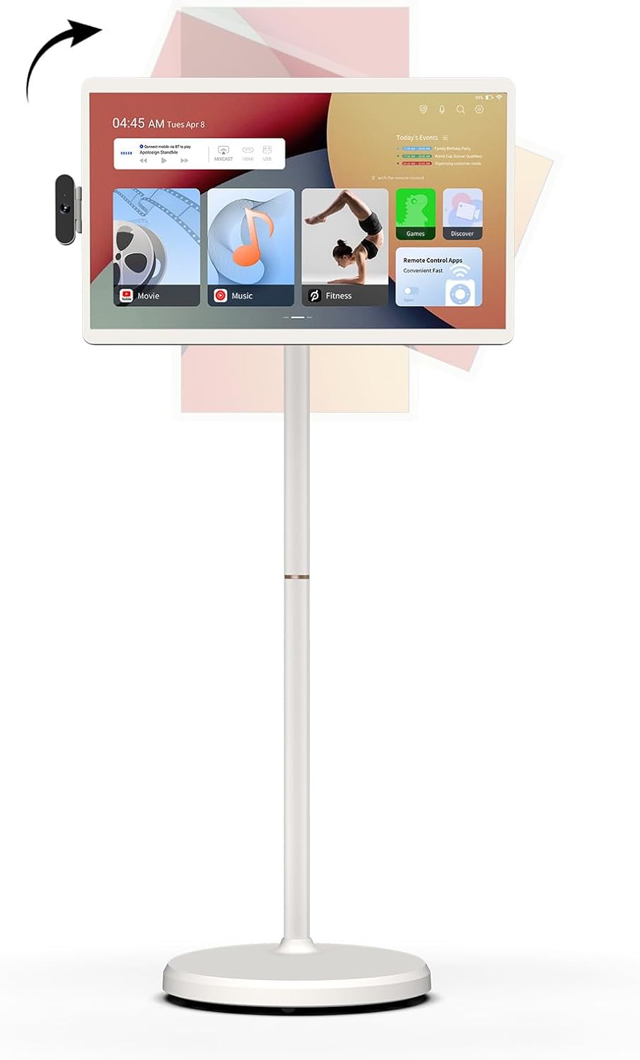 ApoloSign 24 Inch FHD Smart Portable TV 2nd Gen Rolling Tablet with 128GB Storage