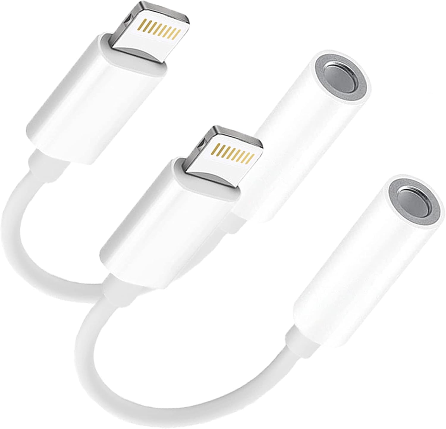 2 Pack Apple MFi Certified Lightning to 3.5mm Headphone Adapter for iPhone 13/12/11/XS/XR/X/8 Support Calls Music Control
