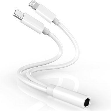 Apple MFi Certified 2-in-1 iPhone Headphone Adapter Lightning USB C to 3.5mm Aux Converter for iPhone 16 15 14 13 12 11 XS XR X 8 7