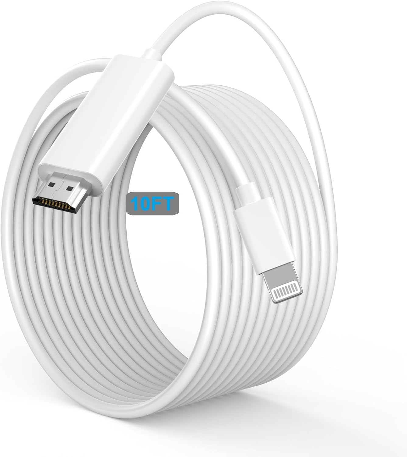 10FT MFi Certified Lightning to HDMI Adapter Cable for iPhone to TV 1080P Digital AV Sync Screen Connector